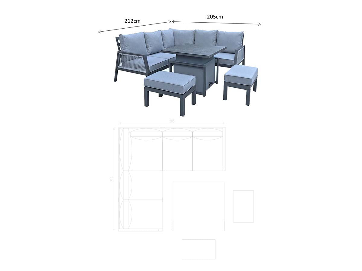 Signature Weave Bettina Corner Dining Set - Grey