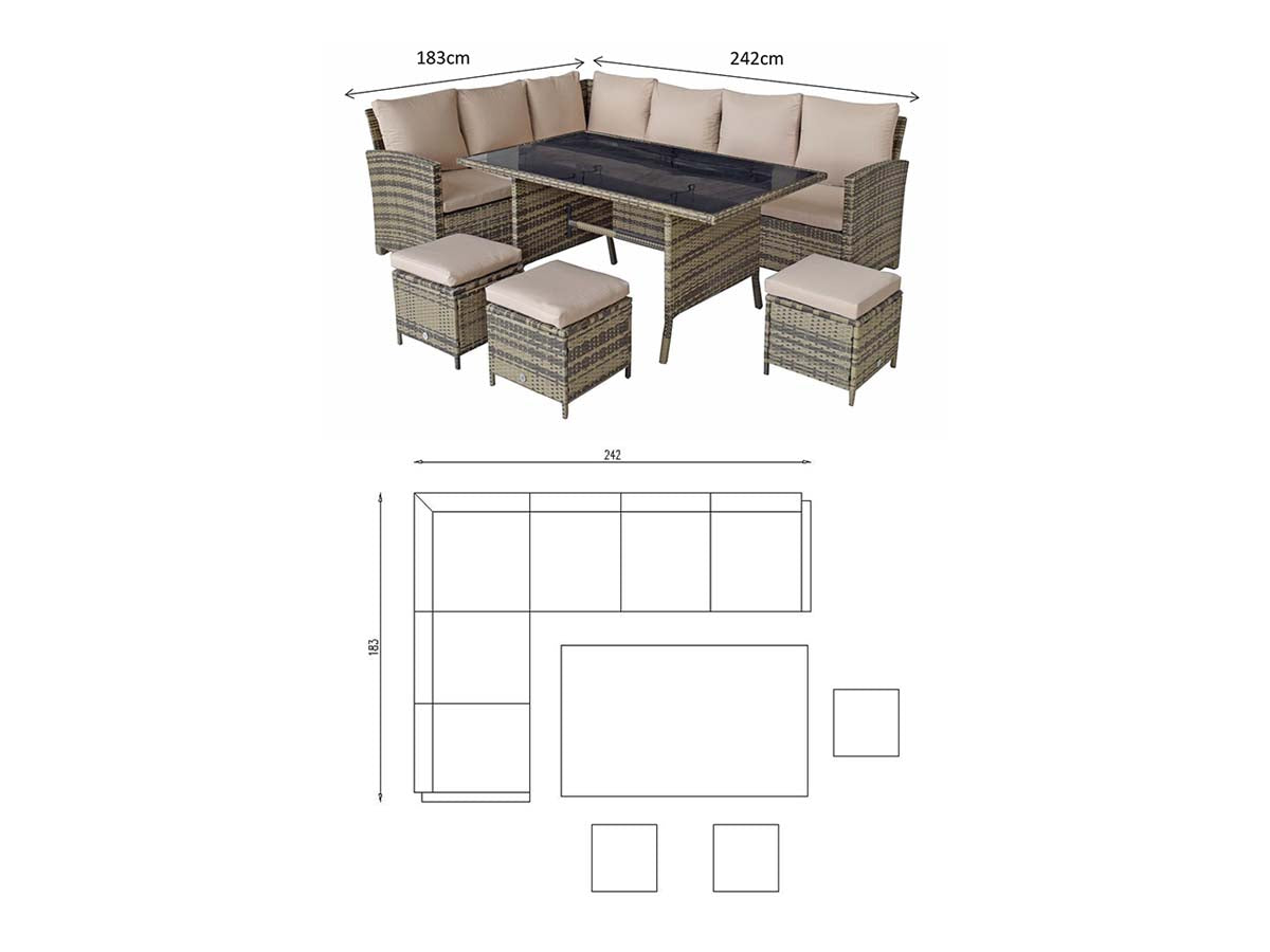 Signature Weave Charlotte Corner Dining Set - Grey