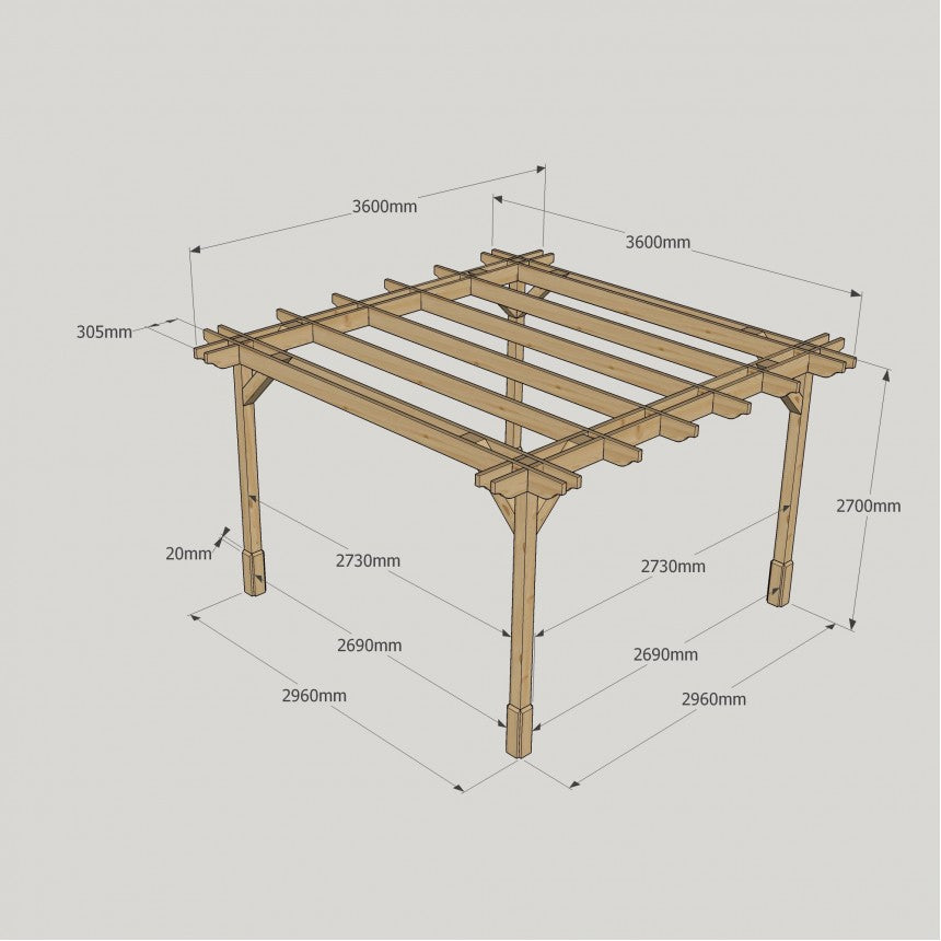 Double Premium Pergola with Four Posts