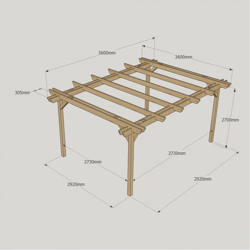 Double Garden Pergola with Four Posts