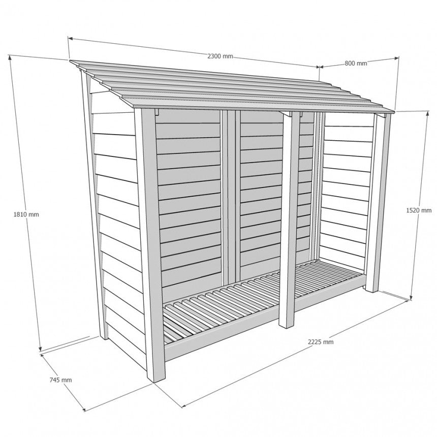 Rutland County Normanton Log Store with Door - 6ft