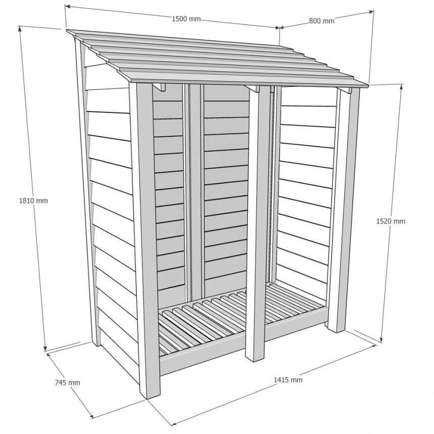 Rutland County Cottesmore Log Store with Kindling Shelf - 6ft