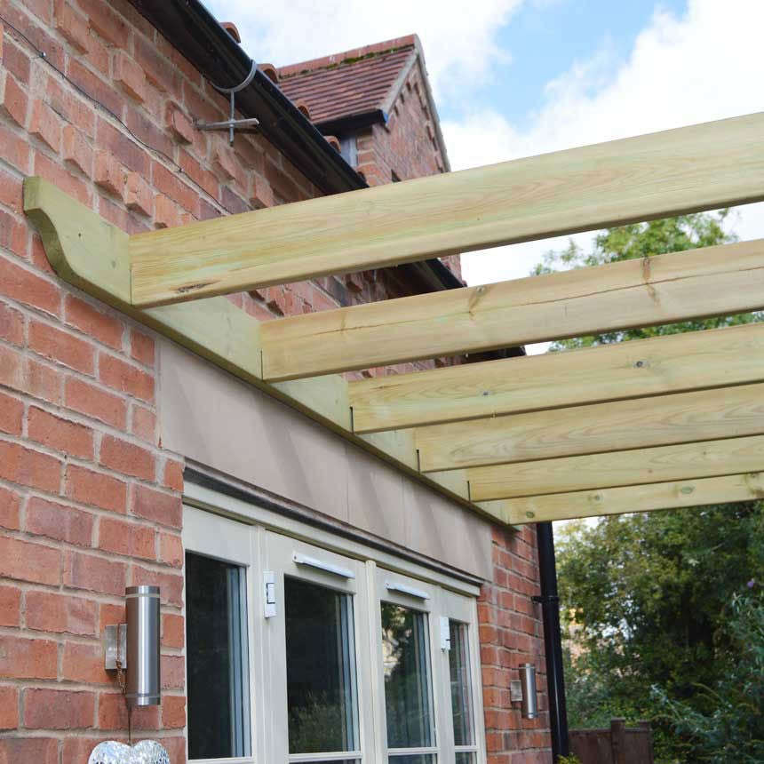 Exceptional Garden:Premium Lean To Pergola with Three Posts