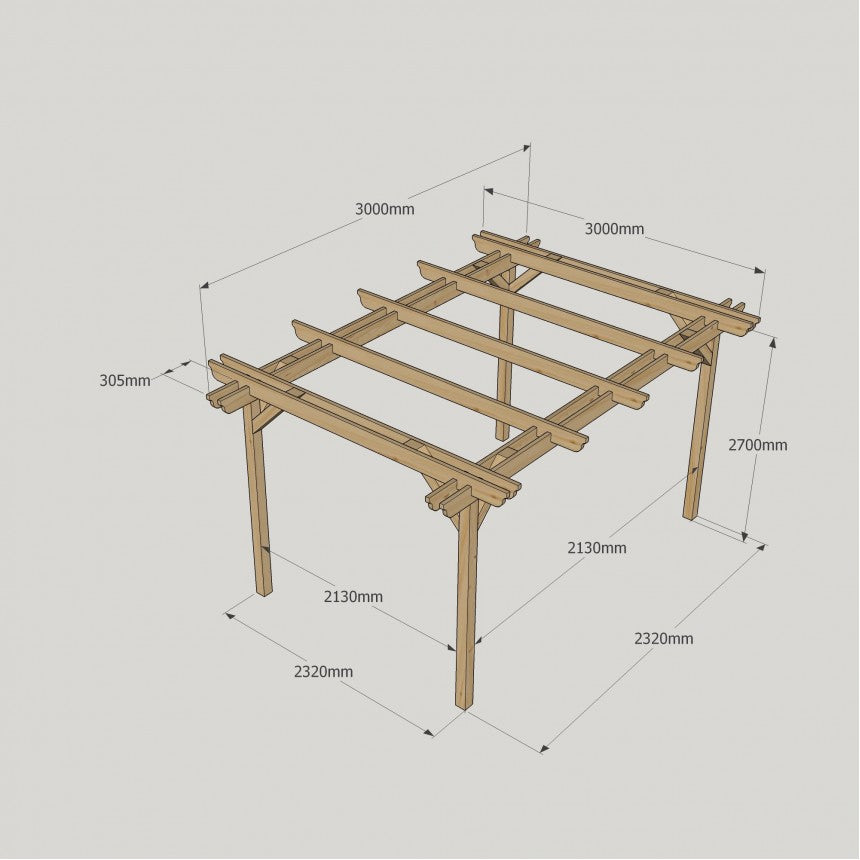 Double Garden Pergola with Four Posts