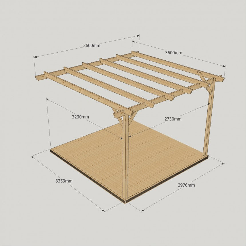 Wall Mounted Garden Pergola with Decking Kit