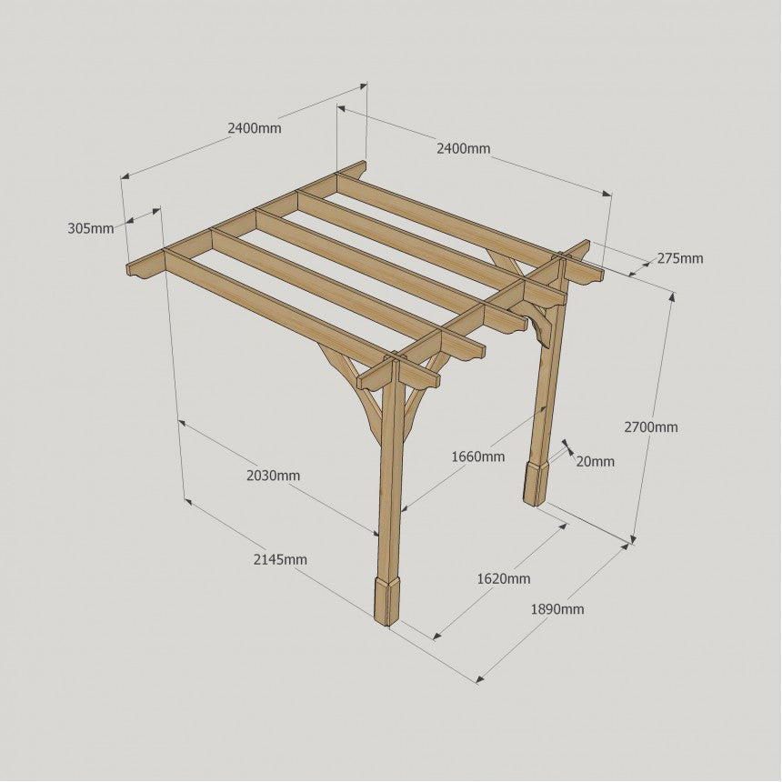 Premium Lean To Pergola with Two Posts