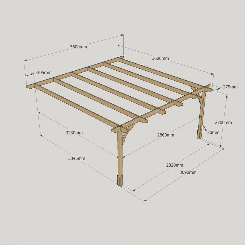 Premium Lean To Pergola with Two Posts