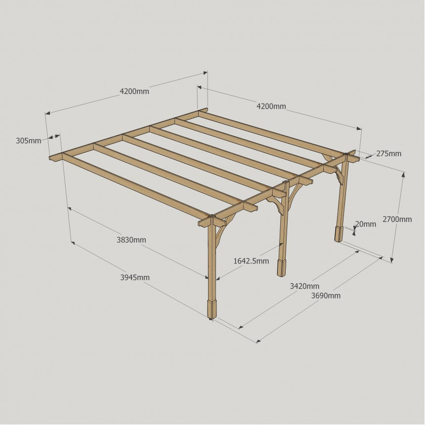 Premium Lean To Pergola with Two Posts