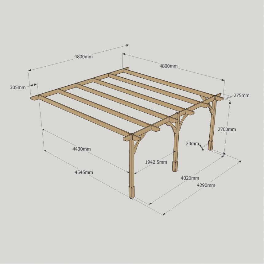 Premium Lean To Pergola with Two Posts