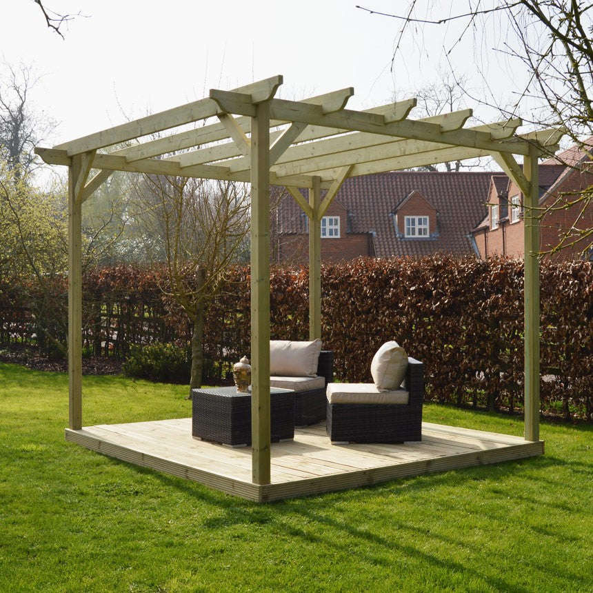 Wooden Pergola with Decking Kit:Rutland County,Exceptional Garden