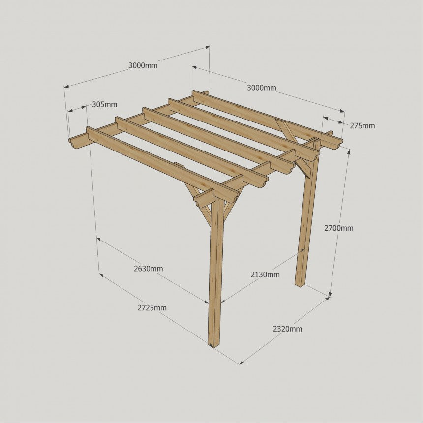 Lean To Garden Pergola with Two Posts
