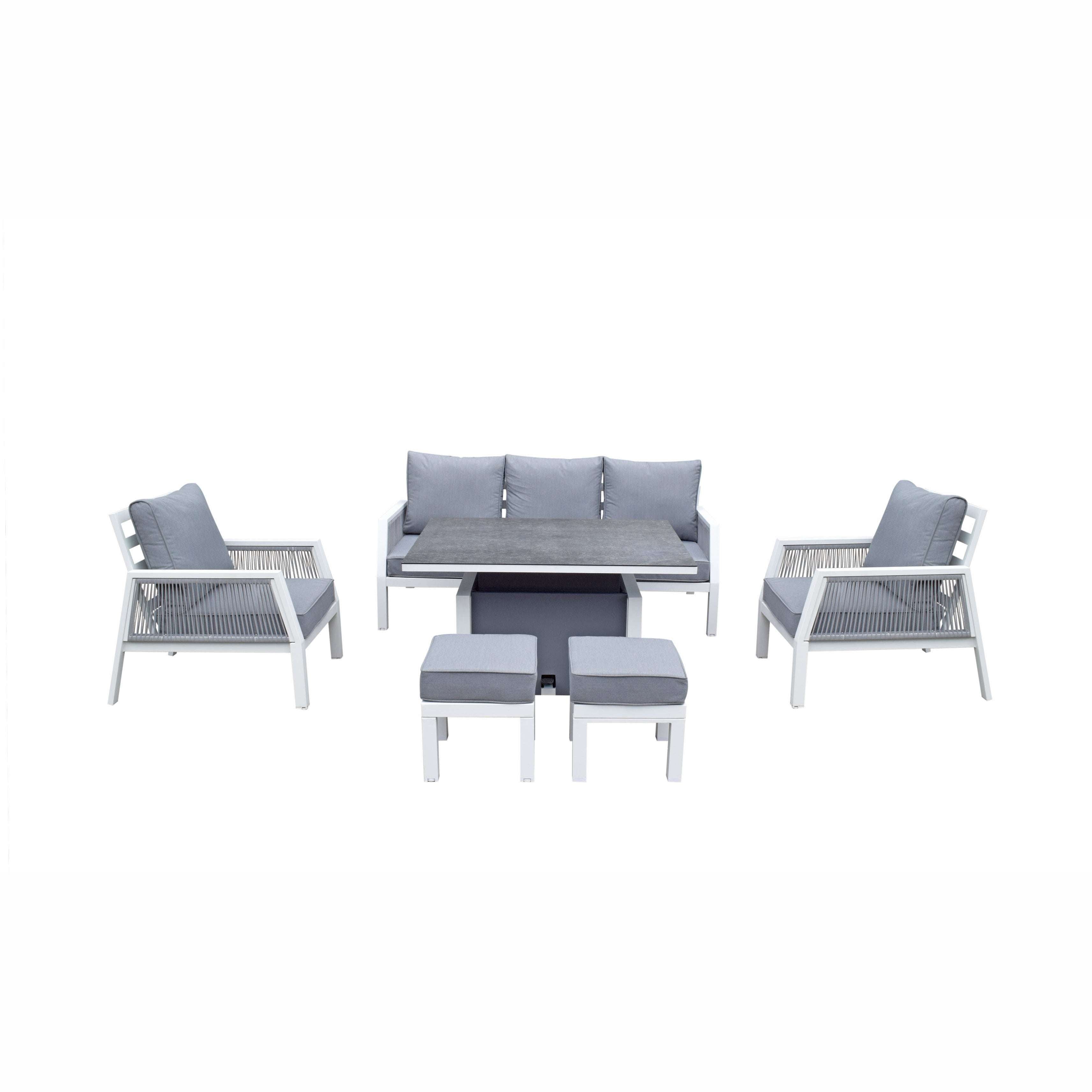 Exceptional Garden:Signature Weave Bettina 7-Seater Dining Set - Grey