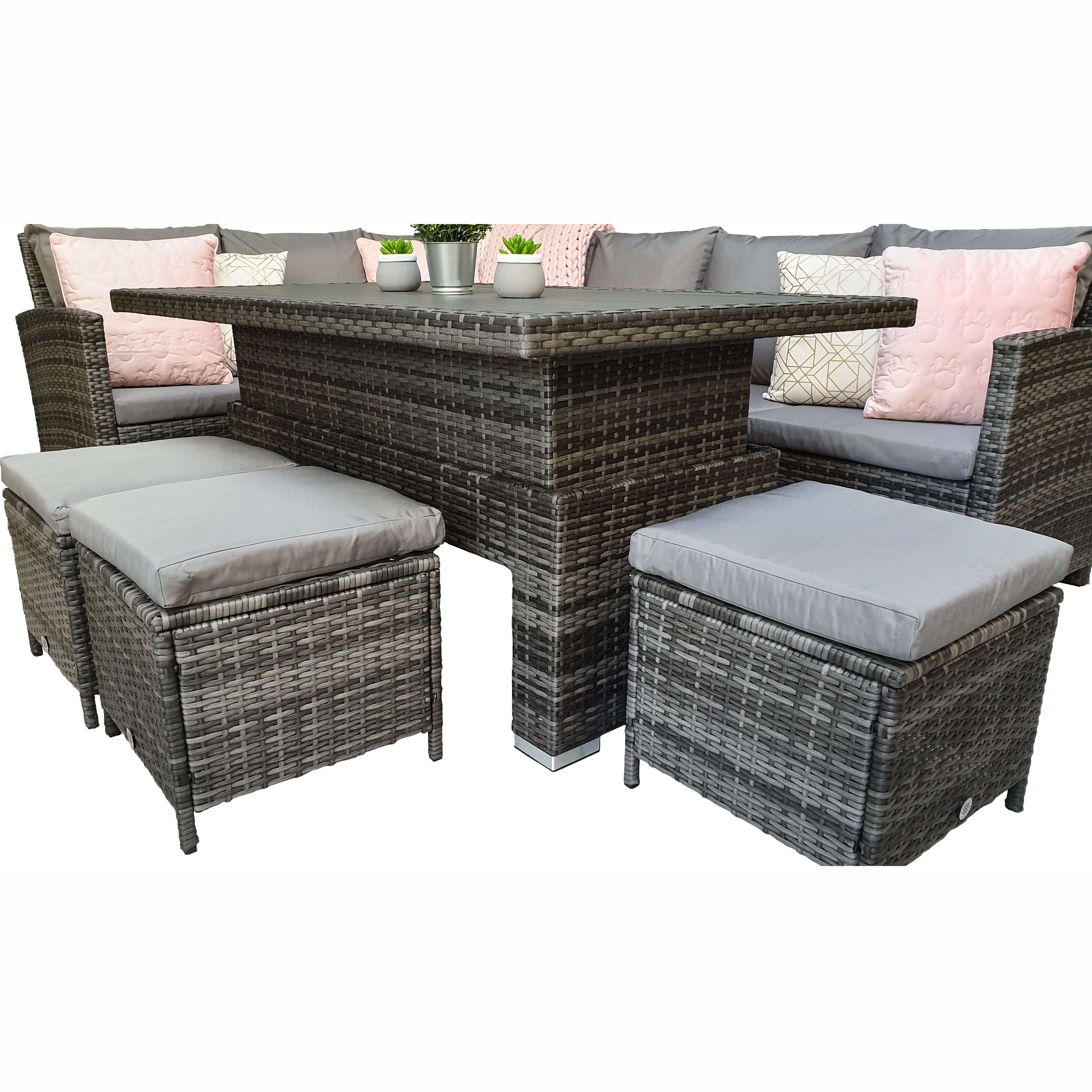 Exceptional Garden:Signature Weave Charlotte Corner Dining Set with Lifting Table