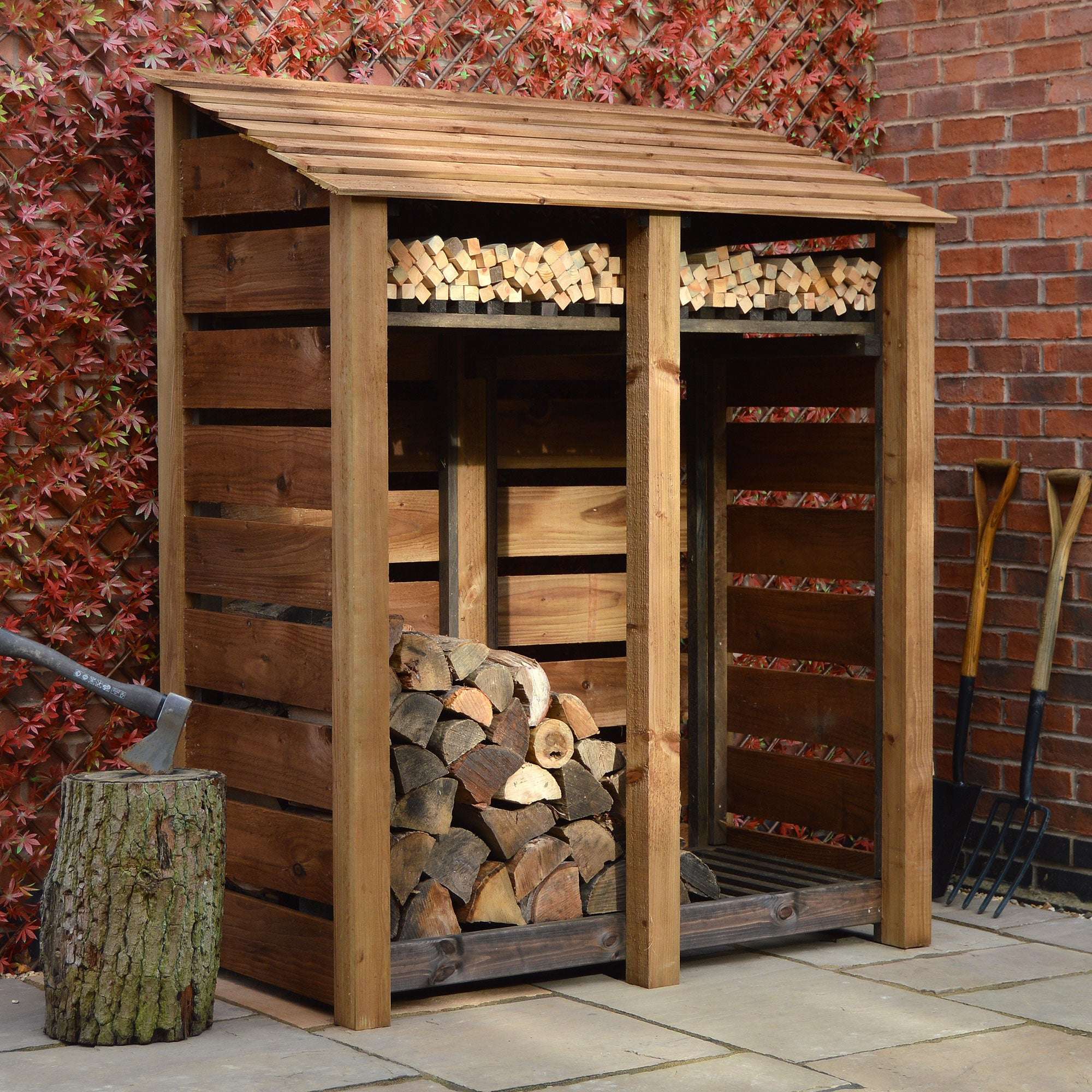 Rutland Country Cottesmore Log Store Kindling Shelf - 6ft:Rutland County,Exceptional Garden