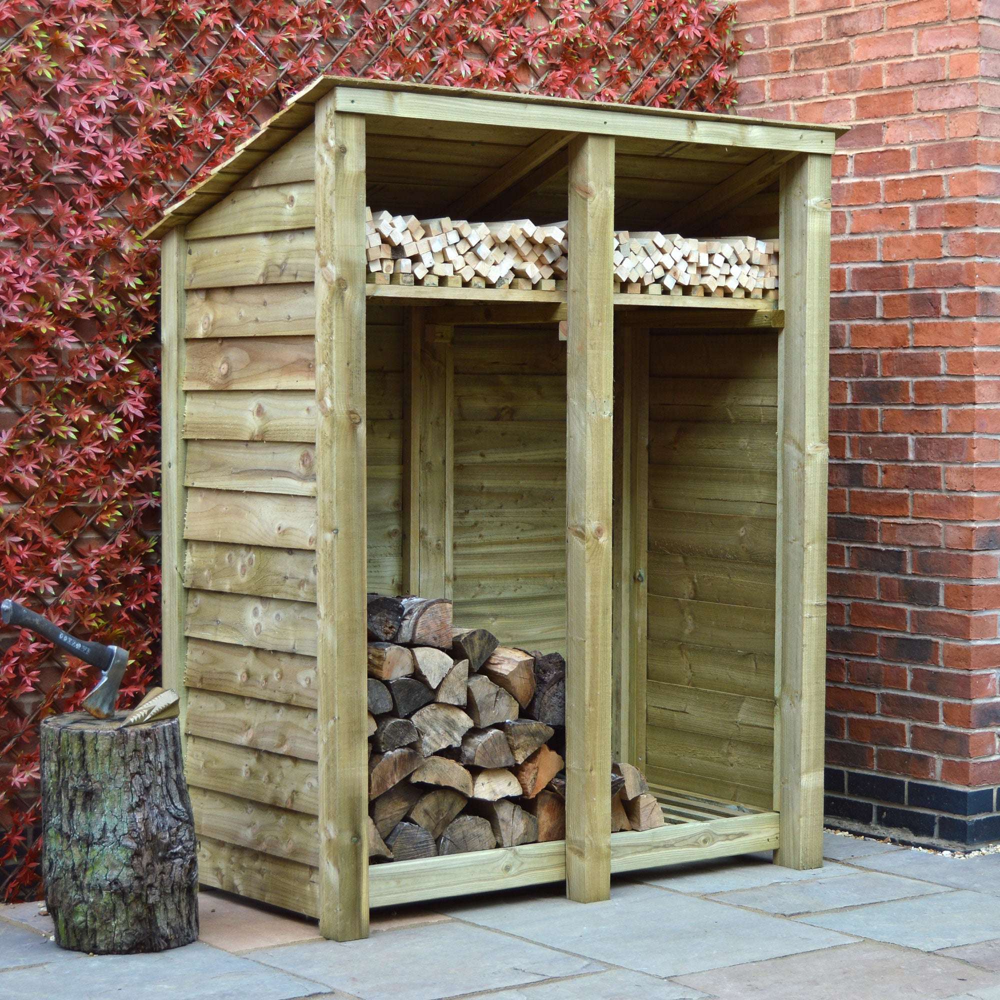 Rutland Country Cottesmore Log Store Kindling Shelf - 6ft:Rutland County,Exceptional Garden