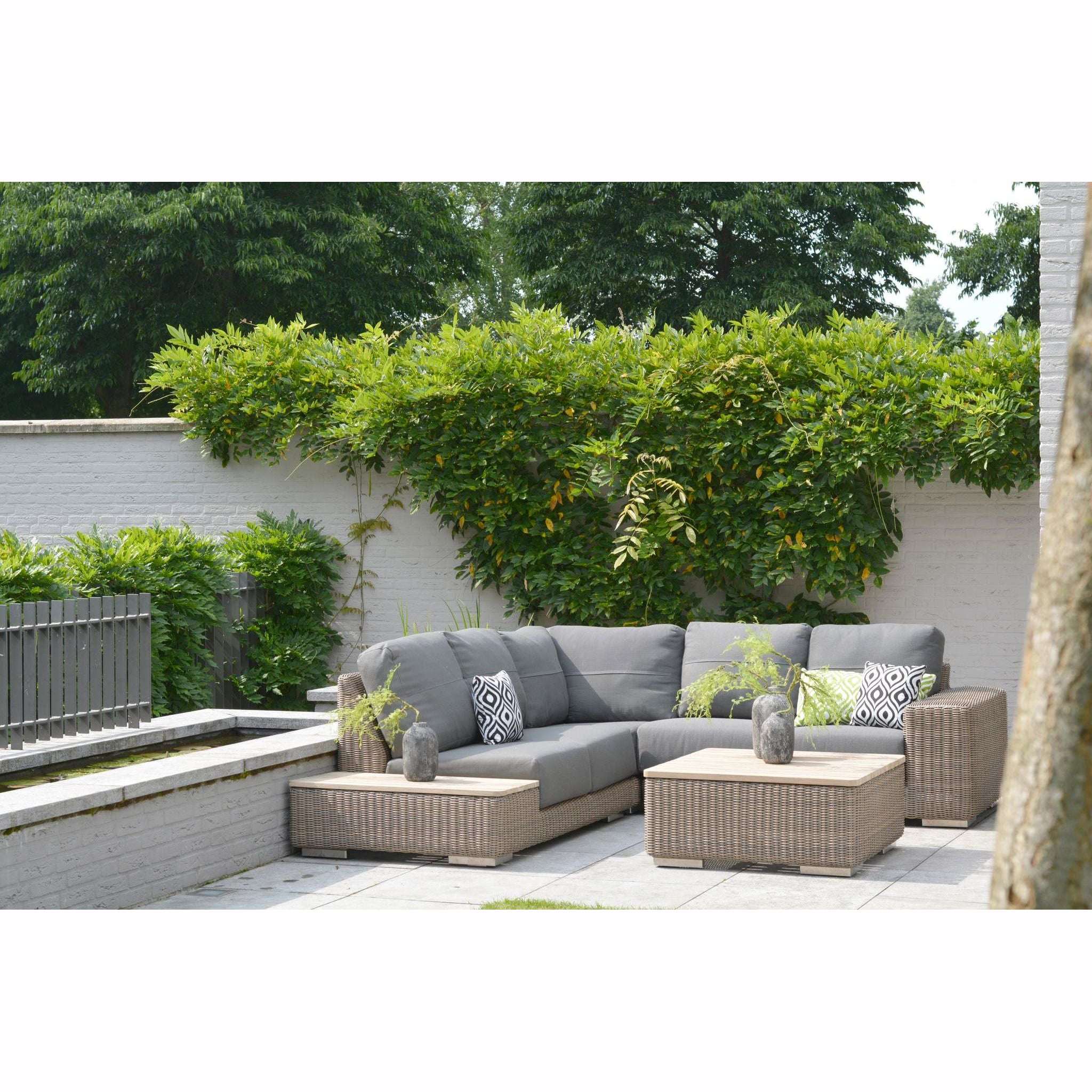Exceptional Garden:4 Seasons Outdoor Kingston Pure Corner Lounge Set with Teak Coffee Table