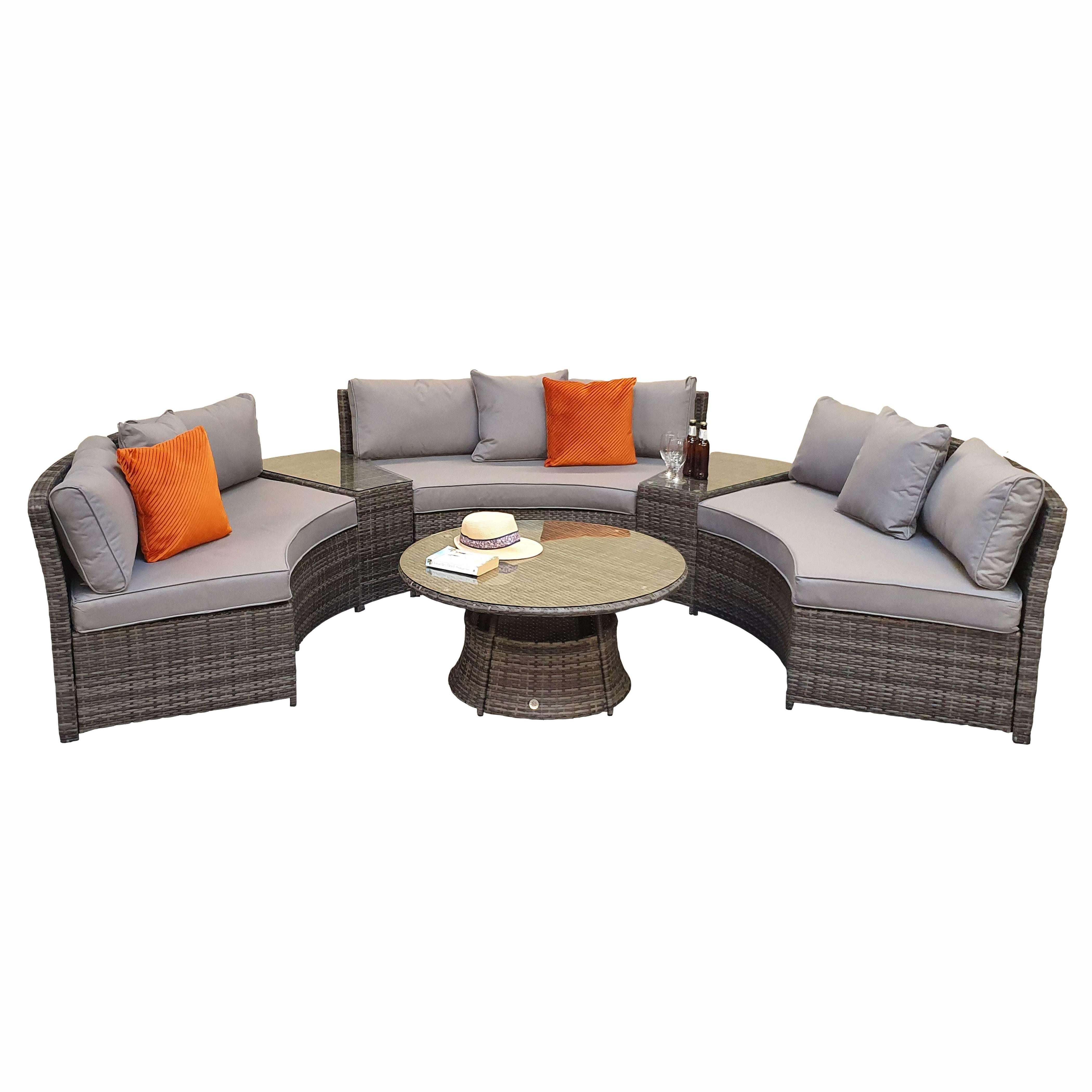 Exceptional Garden:Signature Weave Juliet Half Moon Sofa Set - Grey