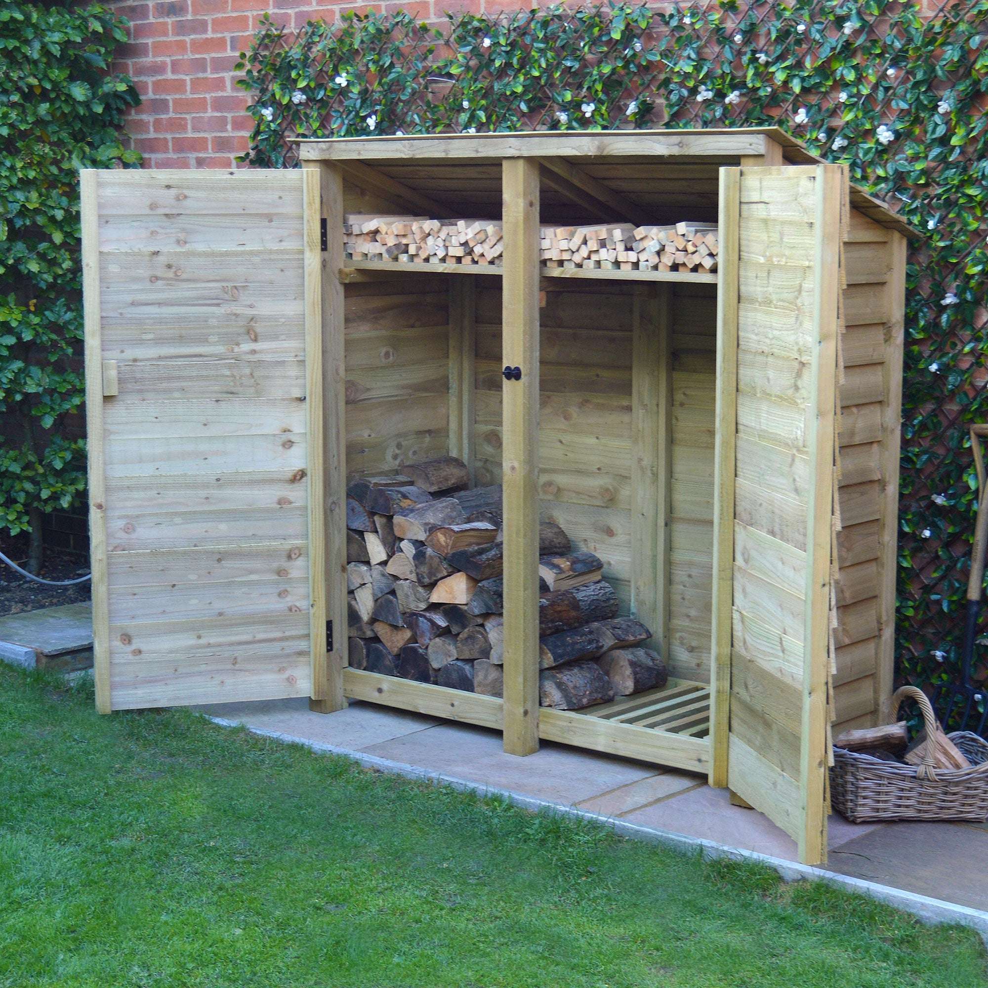 Rutland Country Hambleton Log Store with Kindling Shelf and Door - 6ft:Rutland County,Exceptional Garden