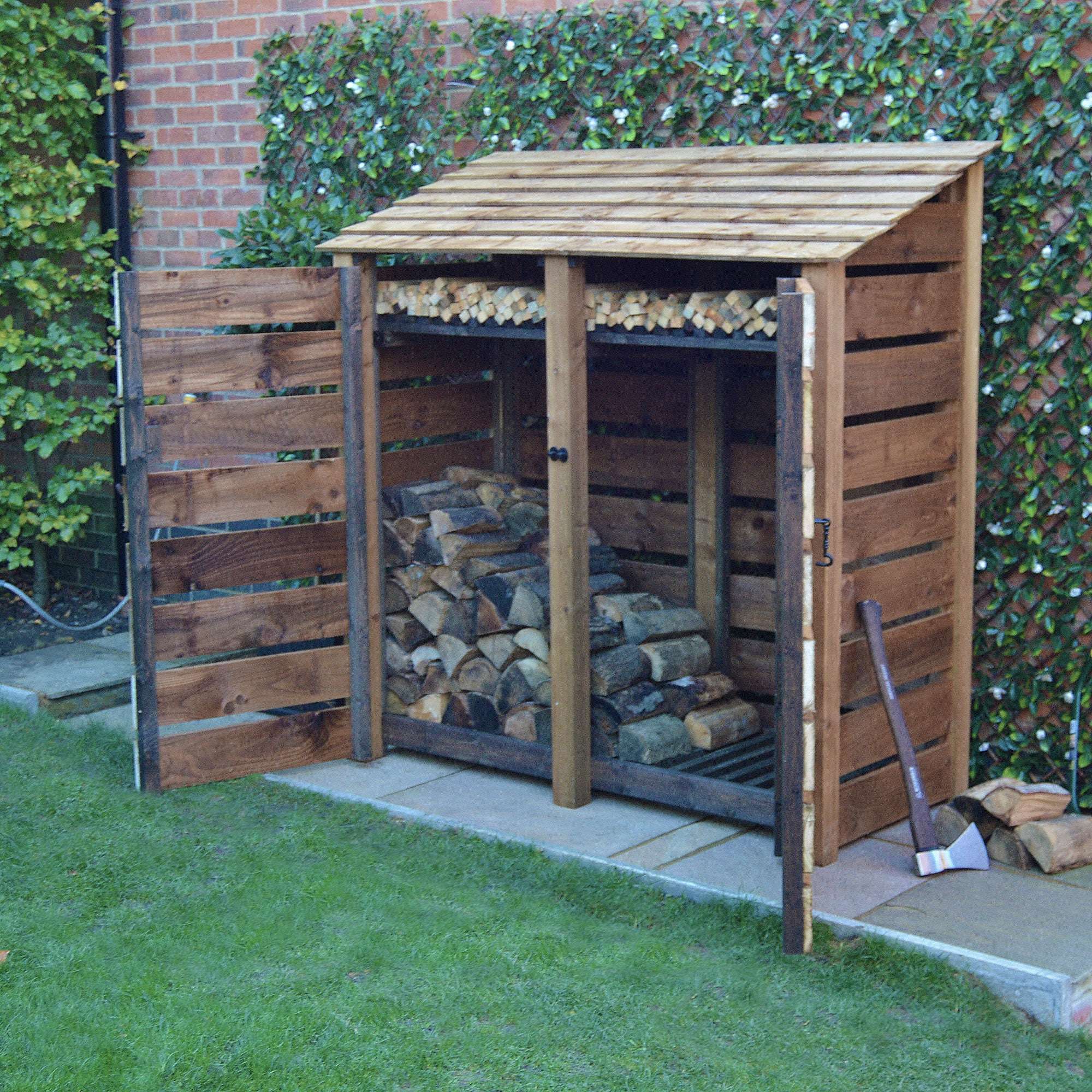 Rutland Country Hambleton Log Store with Kindling Shelf and Door - 6ft:Rutland County,Exceptional Garden