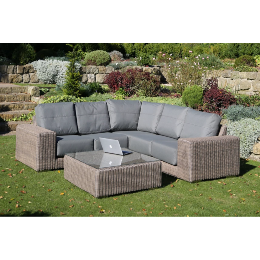 4 Seasons Outdoor Kingston Pure Corner Lounge Set with Coffee Table and Glass Top