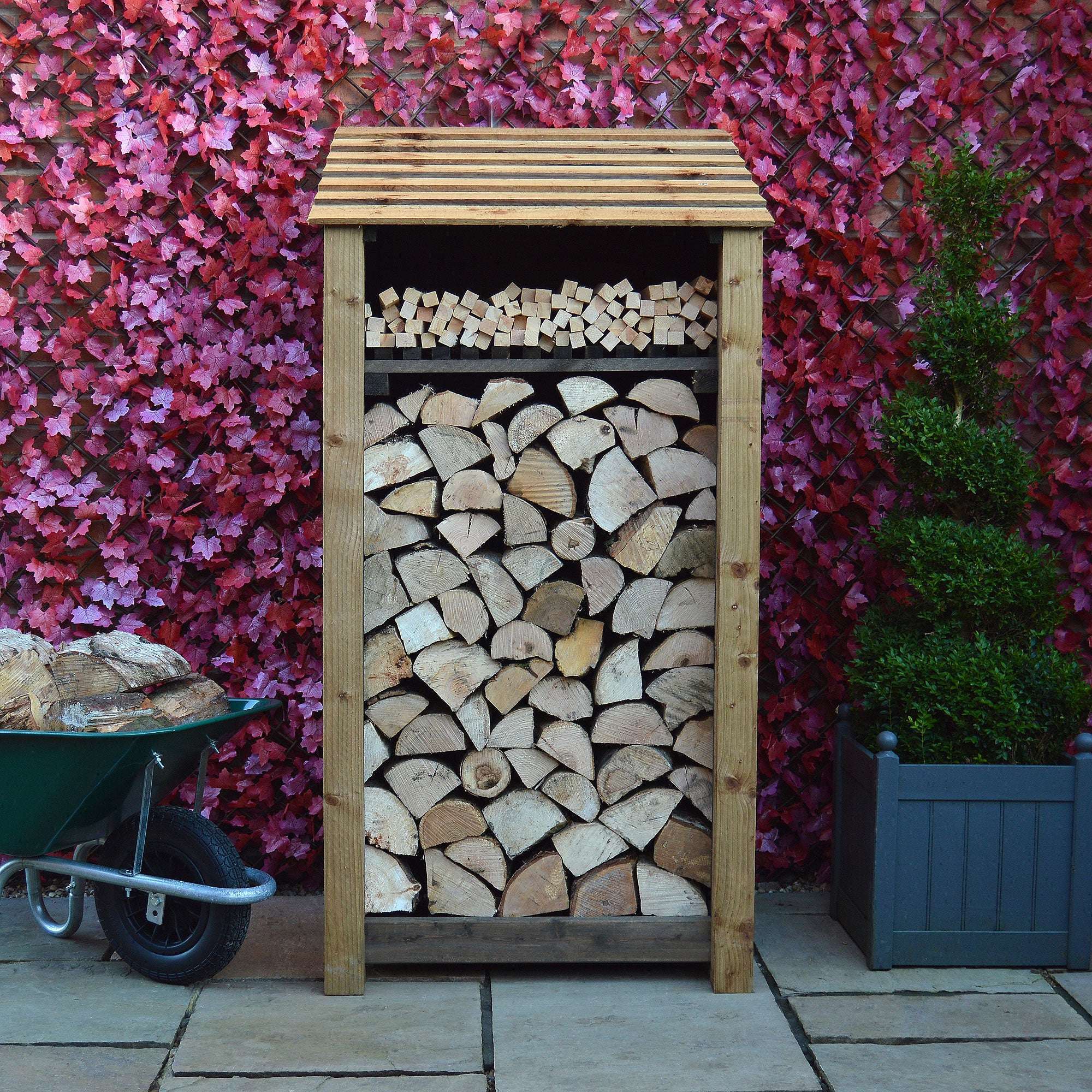 Exceptional Garden:Rutland Country Burley Log Store with Kindling Shelf - 6ft