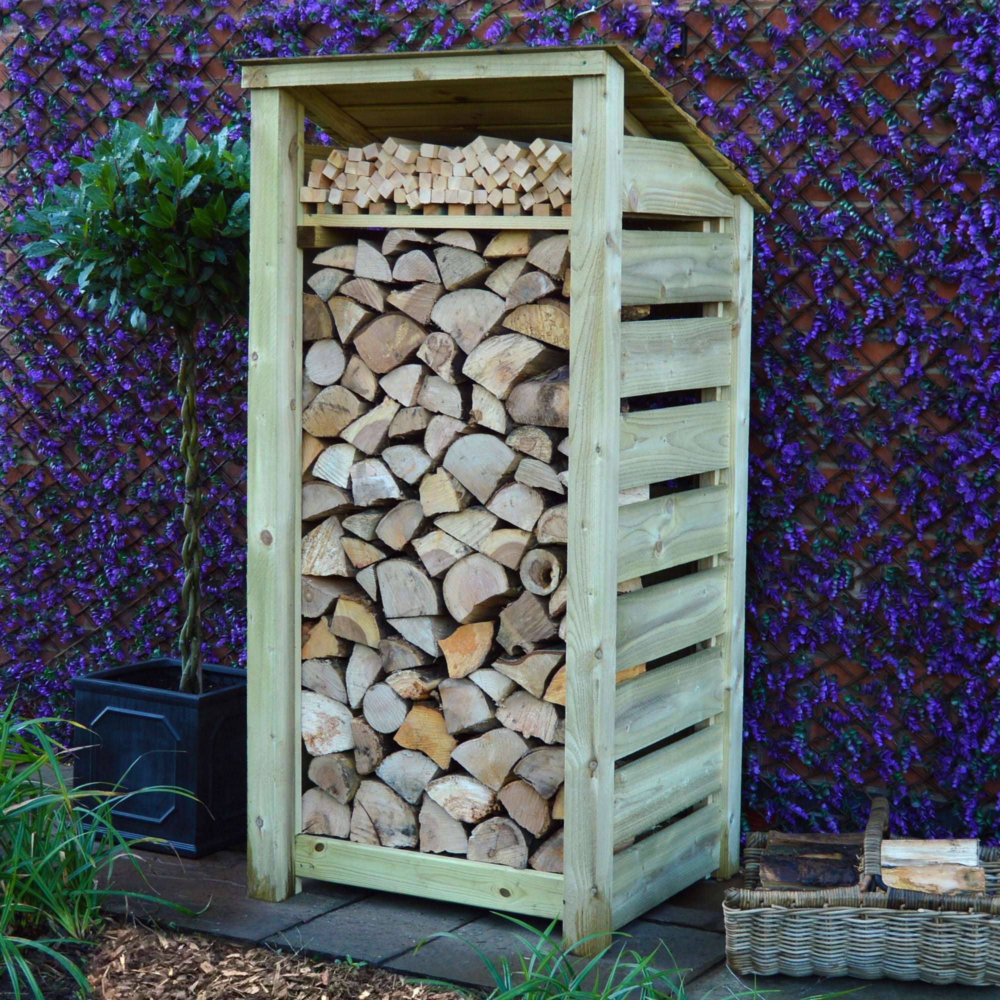 Rutland Country Burley Log Store with Kindling Shelf - 6ft:Rutland County,Exceptional Garden