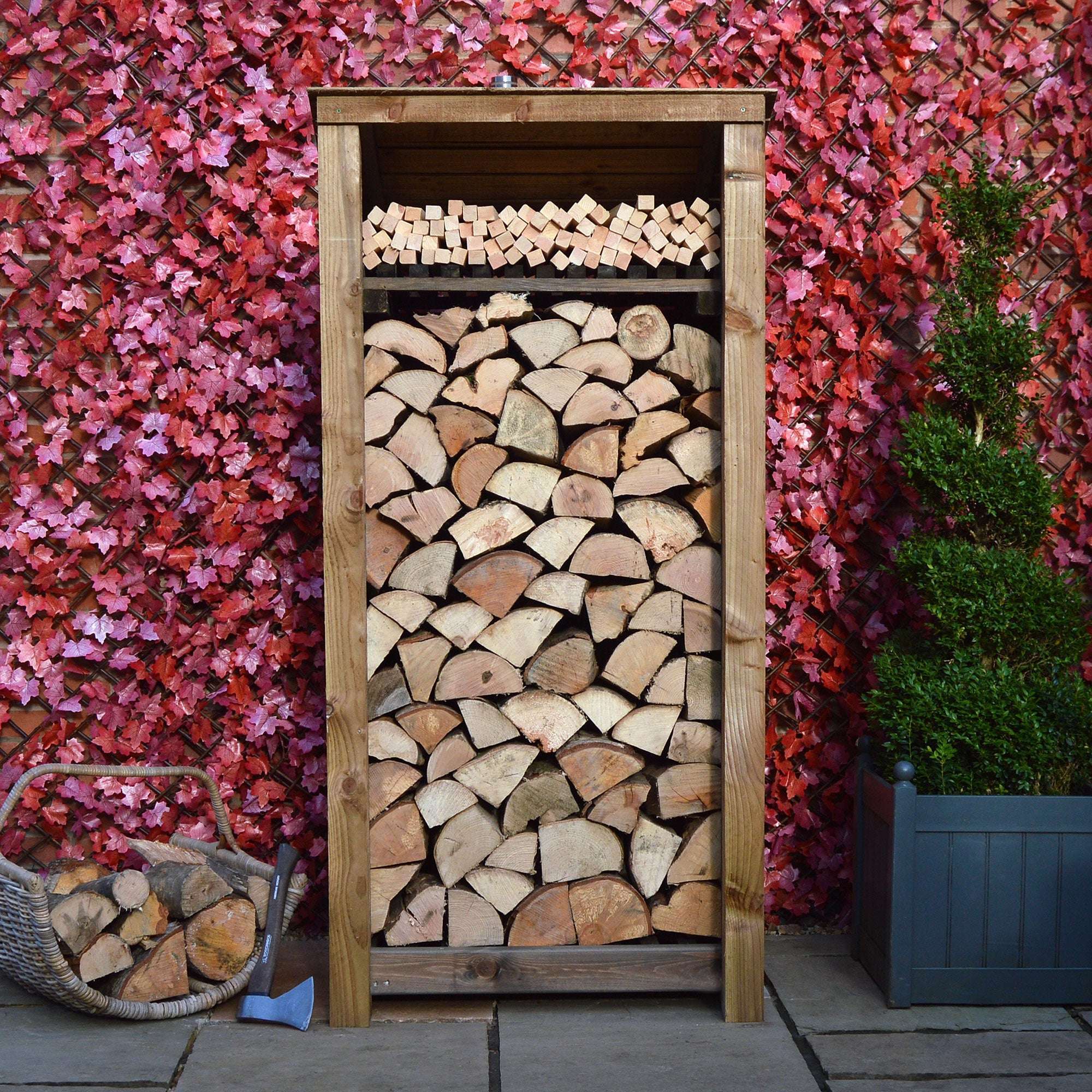 Exceptional Garden:Rutland Country Burley Log Store with Kindling Shelf - 6ft