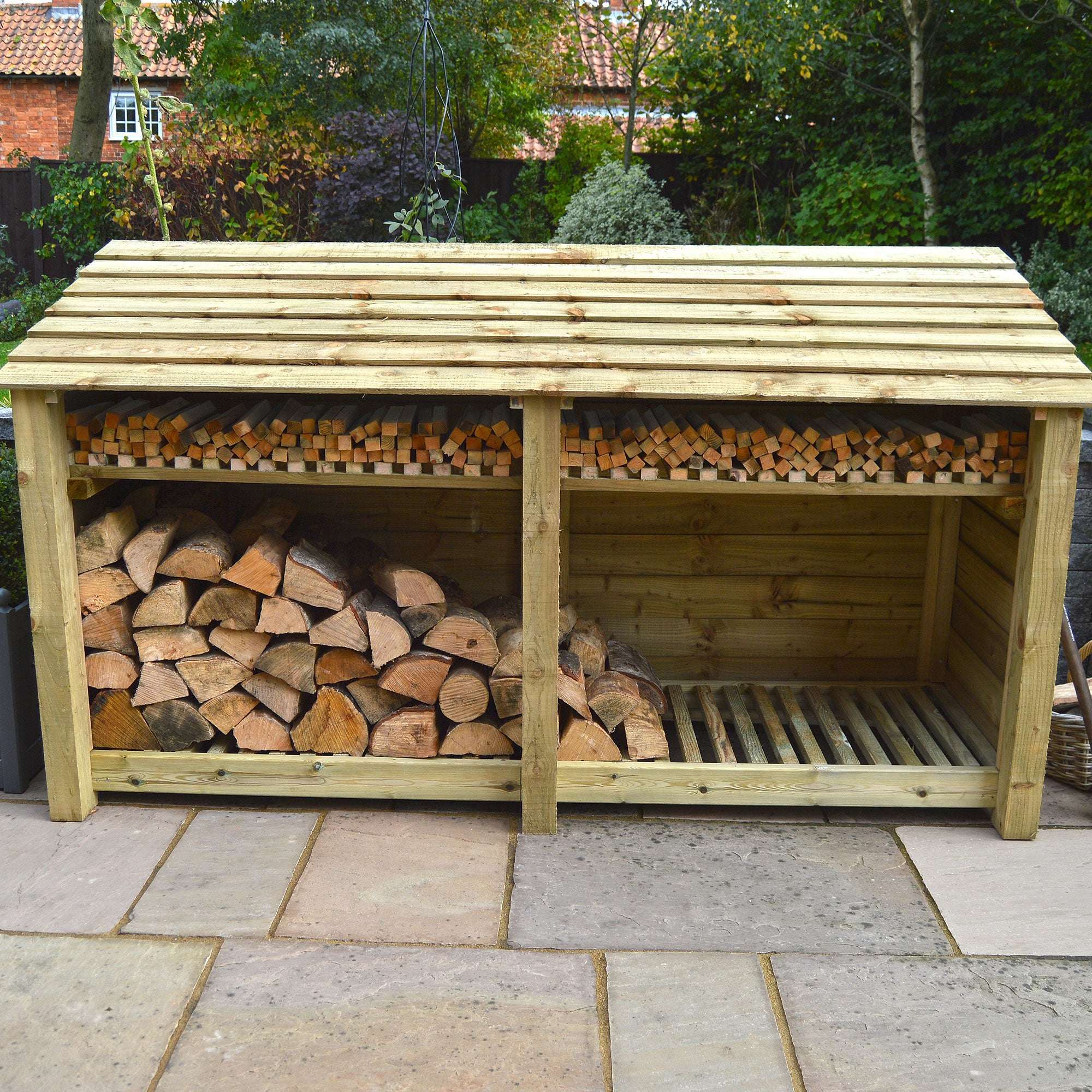 Exceptional Garden:Rutland County Normanton Log Store with Kindling Shelf - 4ft