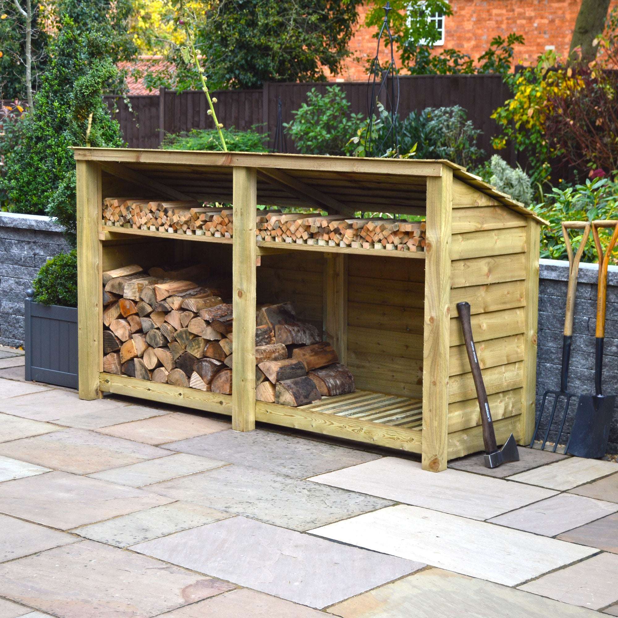 Exceptional Garden:Rutland County Normanton Log Store with Kindling Shelf - 4ft
