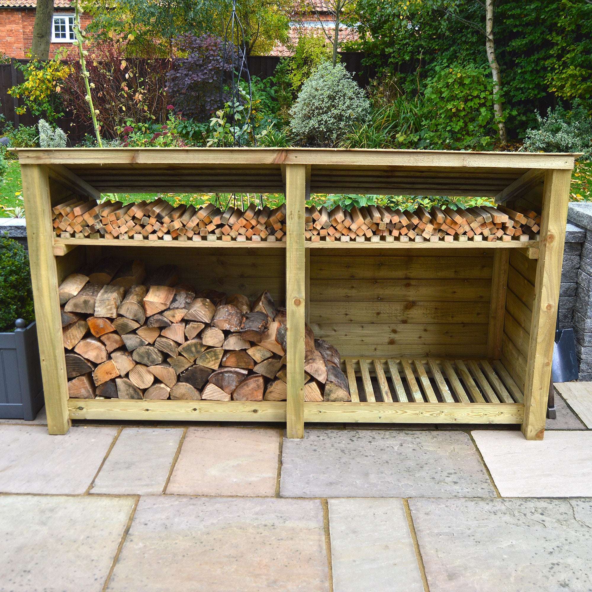 Exceptional Garden:Rutland County Normanton Log Store with Kindling Shelf - 4ft