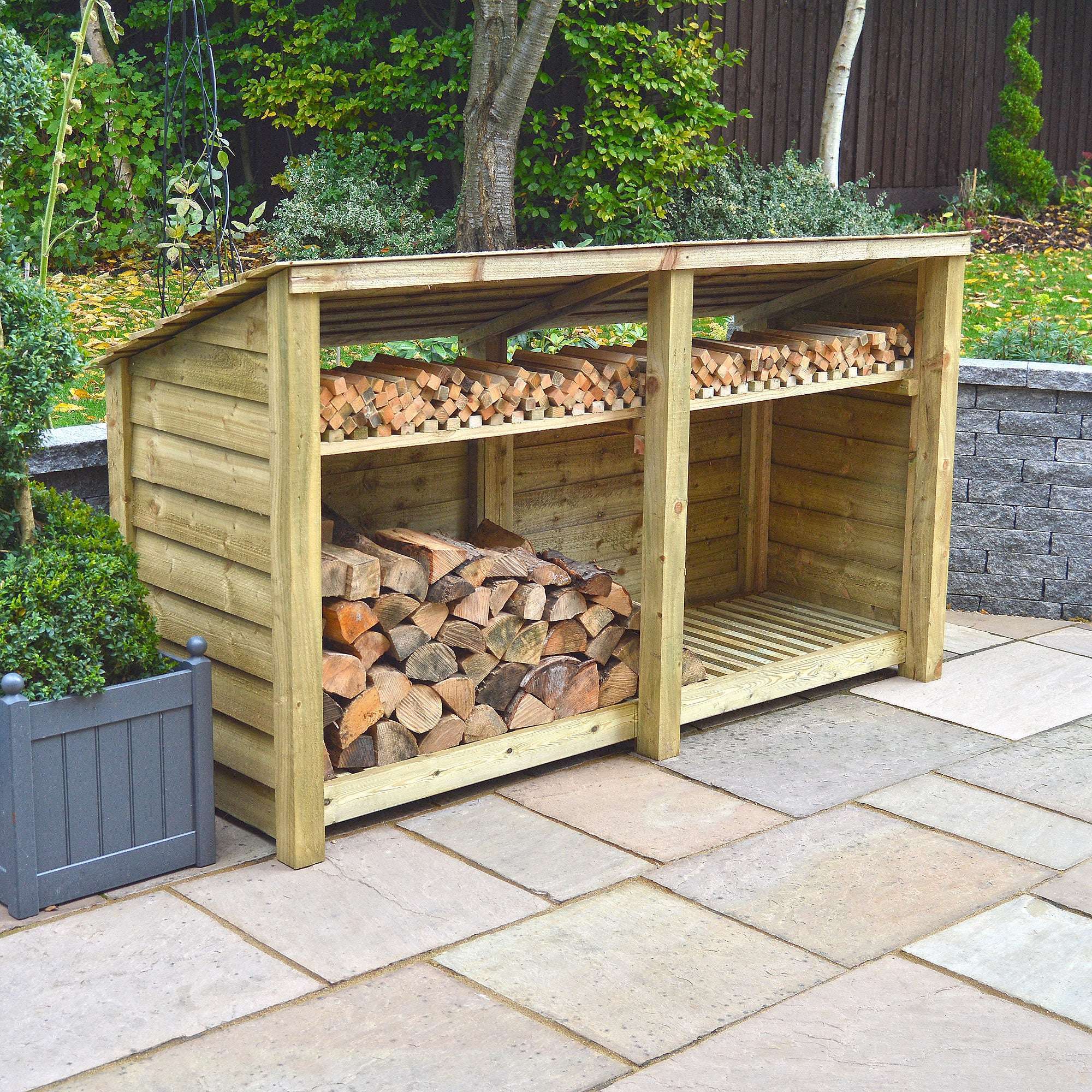 Rutland County Normanton Log Store with Kindling Shelf - 4ft:Rutland County,Exceptional Garden