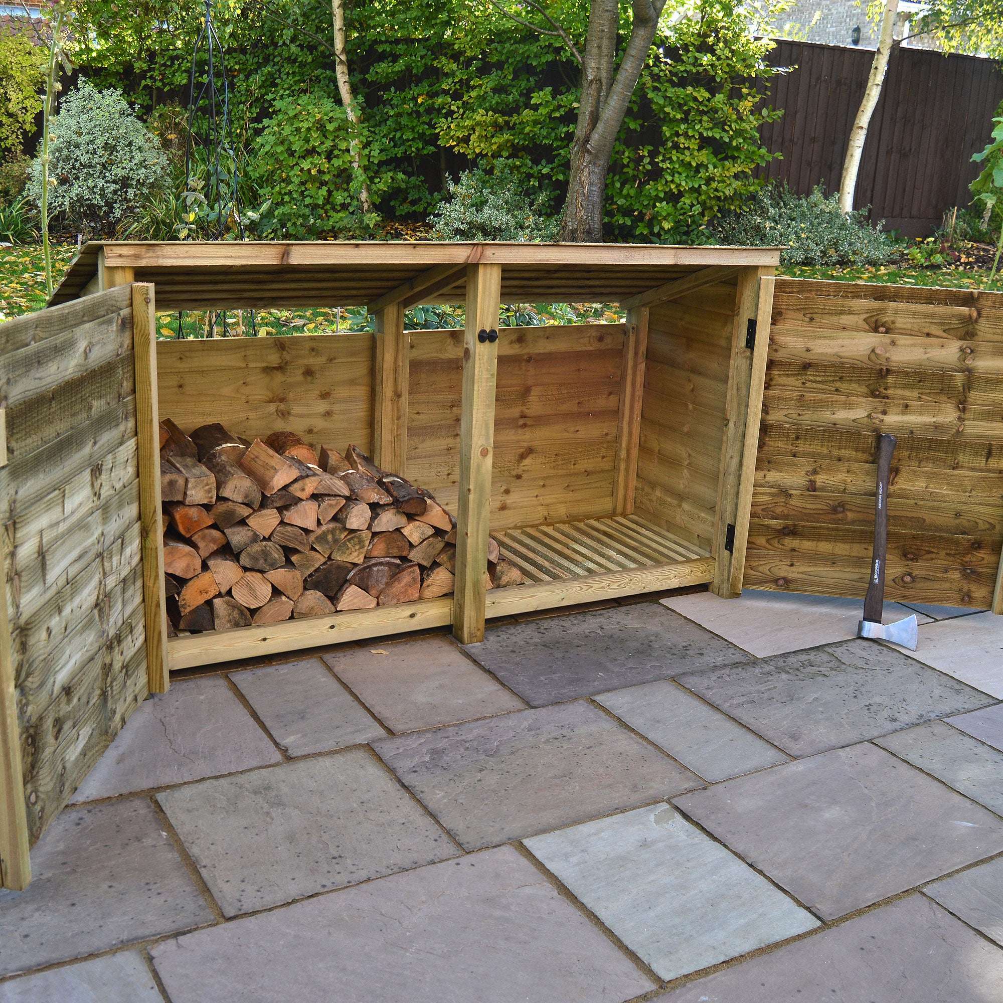 Exceptional Garden:Rutland County Normanton Log Store with Door - 4ft