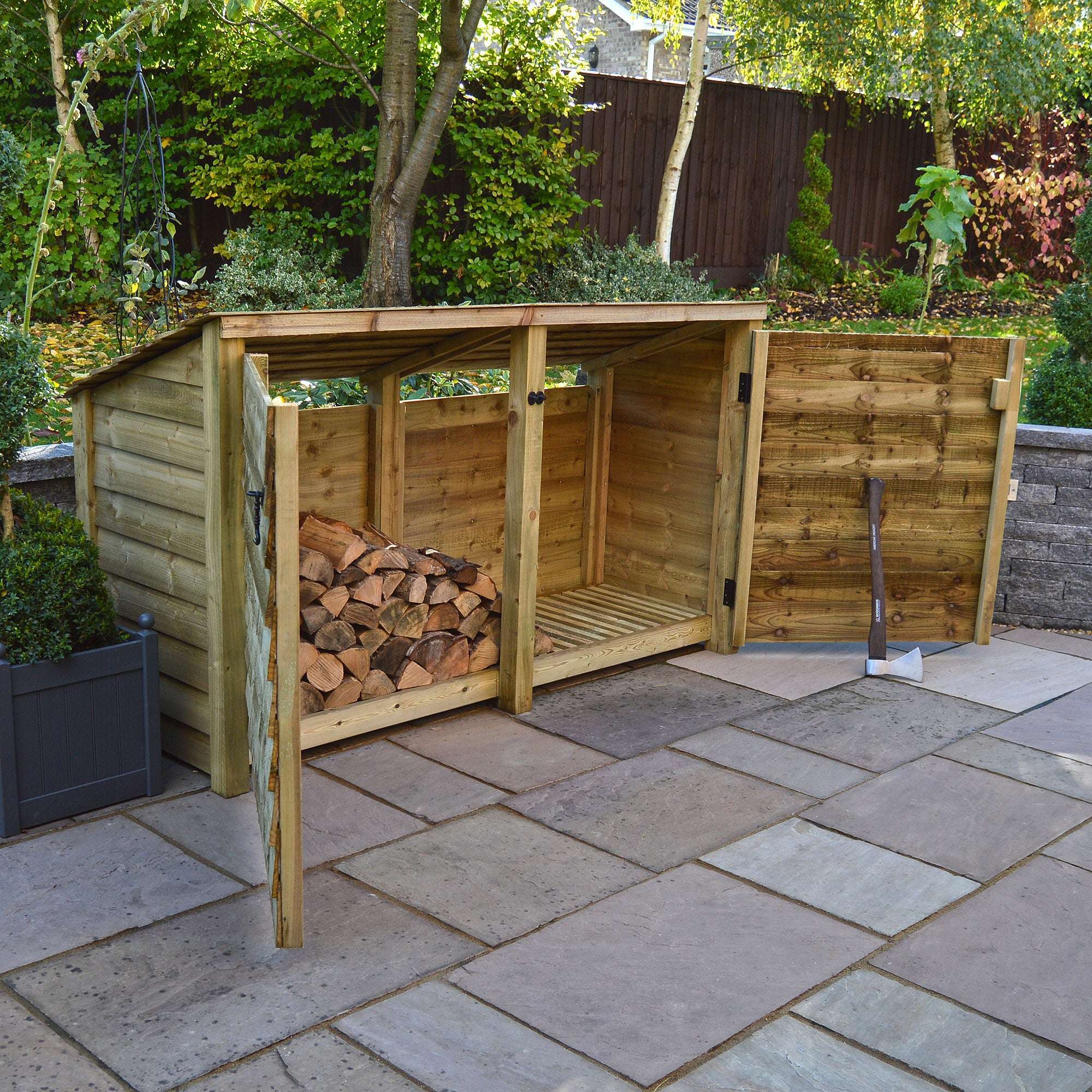 Exceptional Garden:Rutland County Normanton Log Store with Door - 4ft