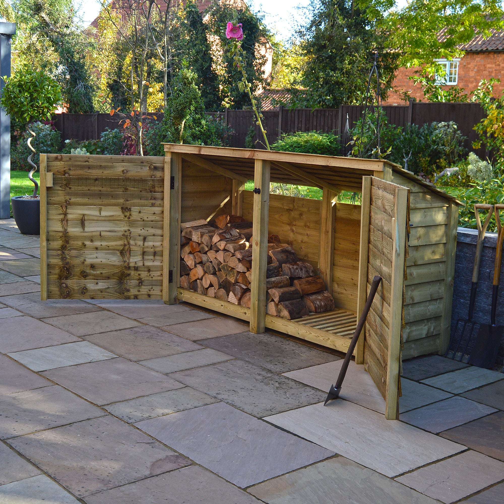 Rutland County Normanton Log Store with Door - 4ft:Rutland County,Exceptional Garden