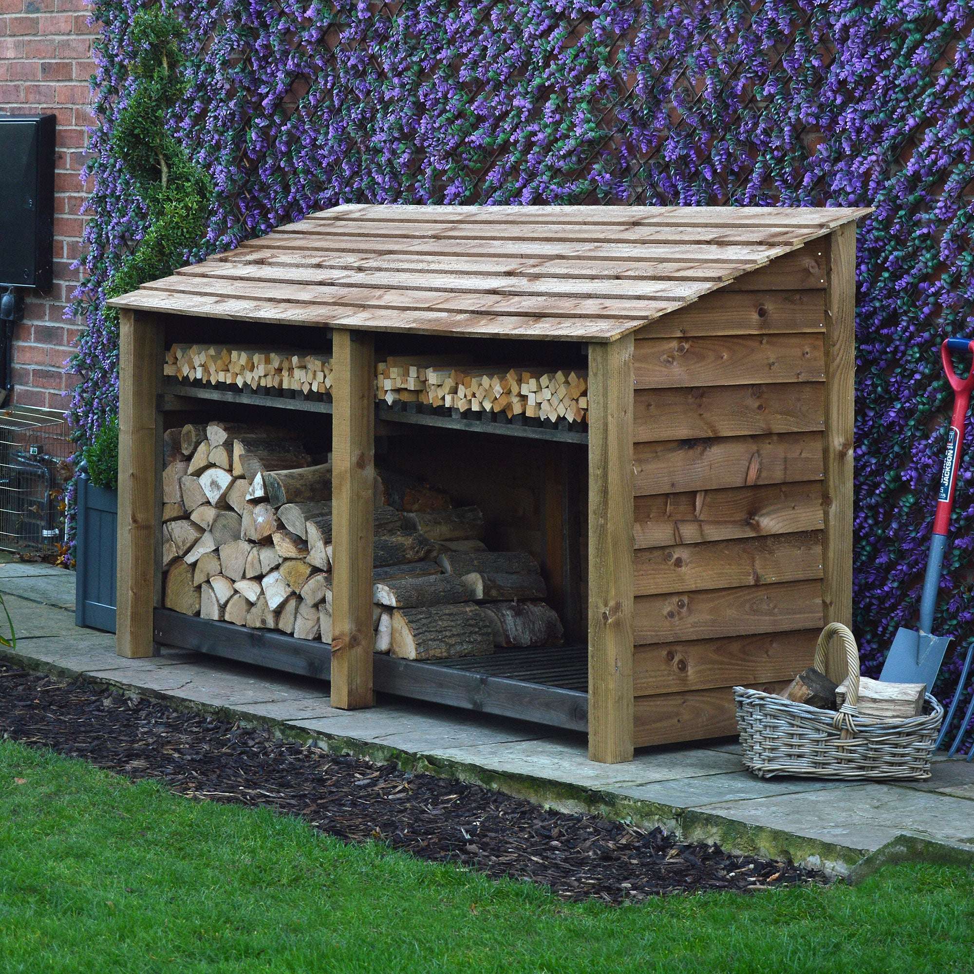 Rutland County Normanton Log Store with Kindling Shelf - 4ft:Rutland County,Exceptional Garden