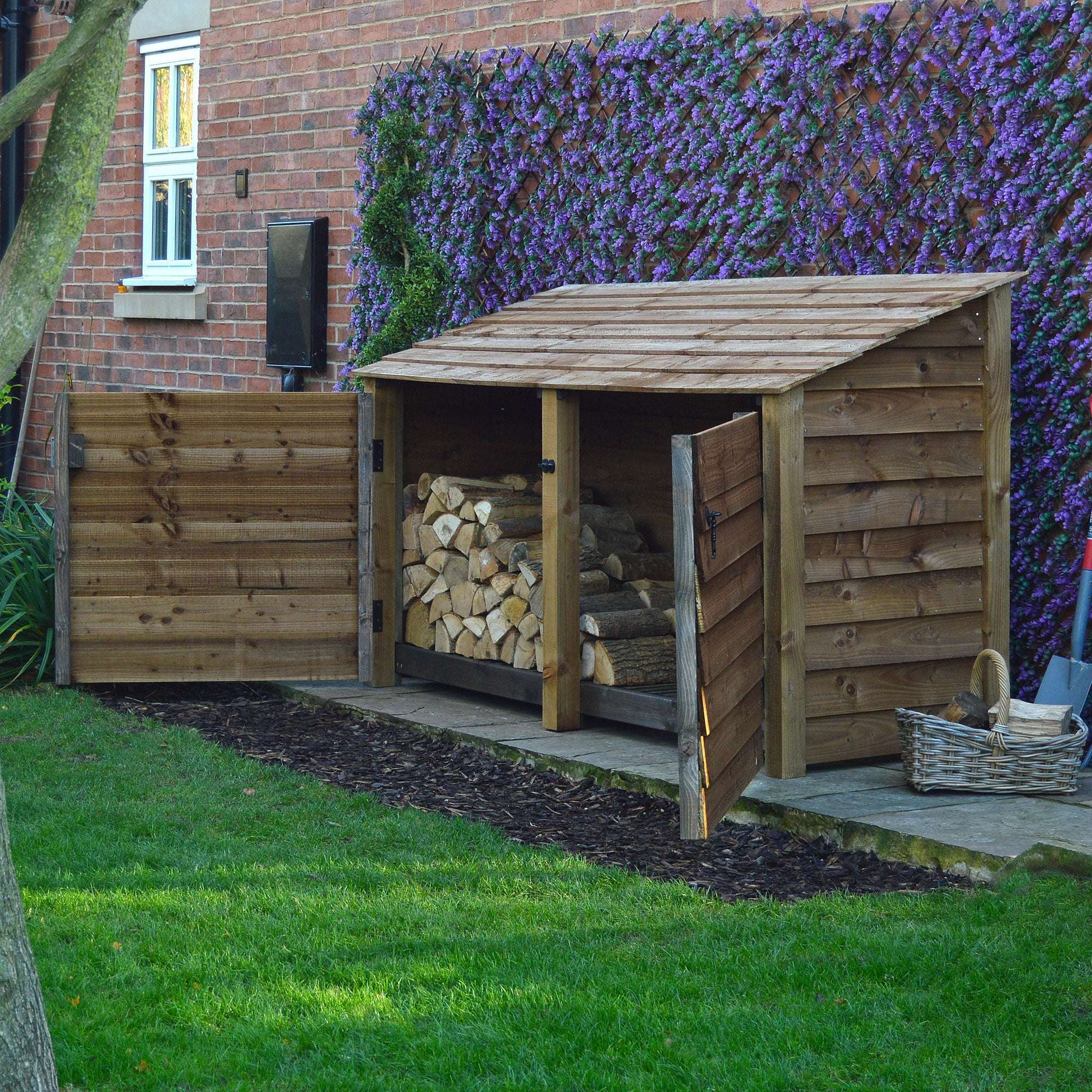 Rutland County Normanton Log Store with Door - 4ft:Rutland County,Exceptional Garden