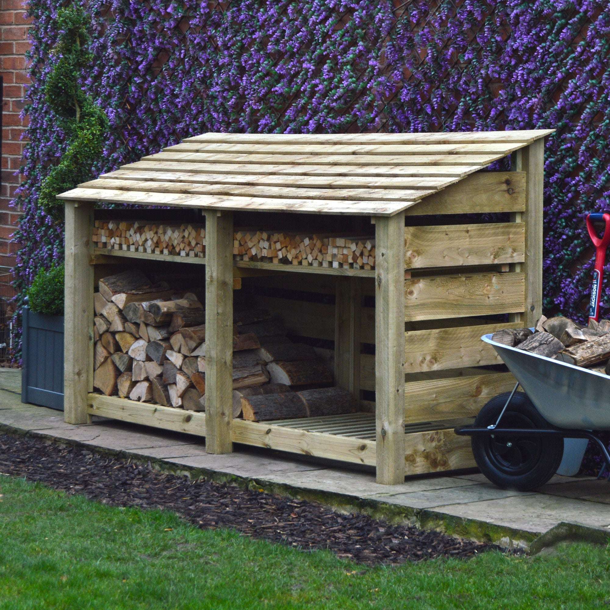 Rutland County Normanton Log Store with Kindling Shelf - 4ft:Rutland County,Exceptional Garden