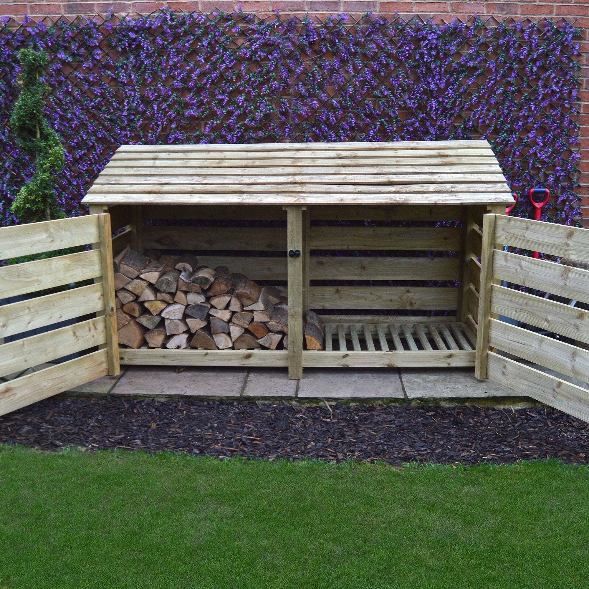 Rutland County Normanton Log Store with Door - 4ft:Rutland County,Exceptional Garden