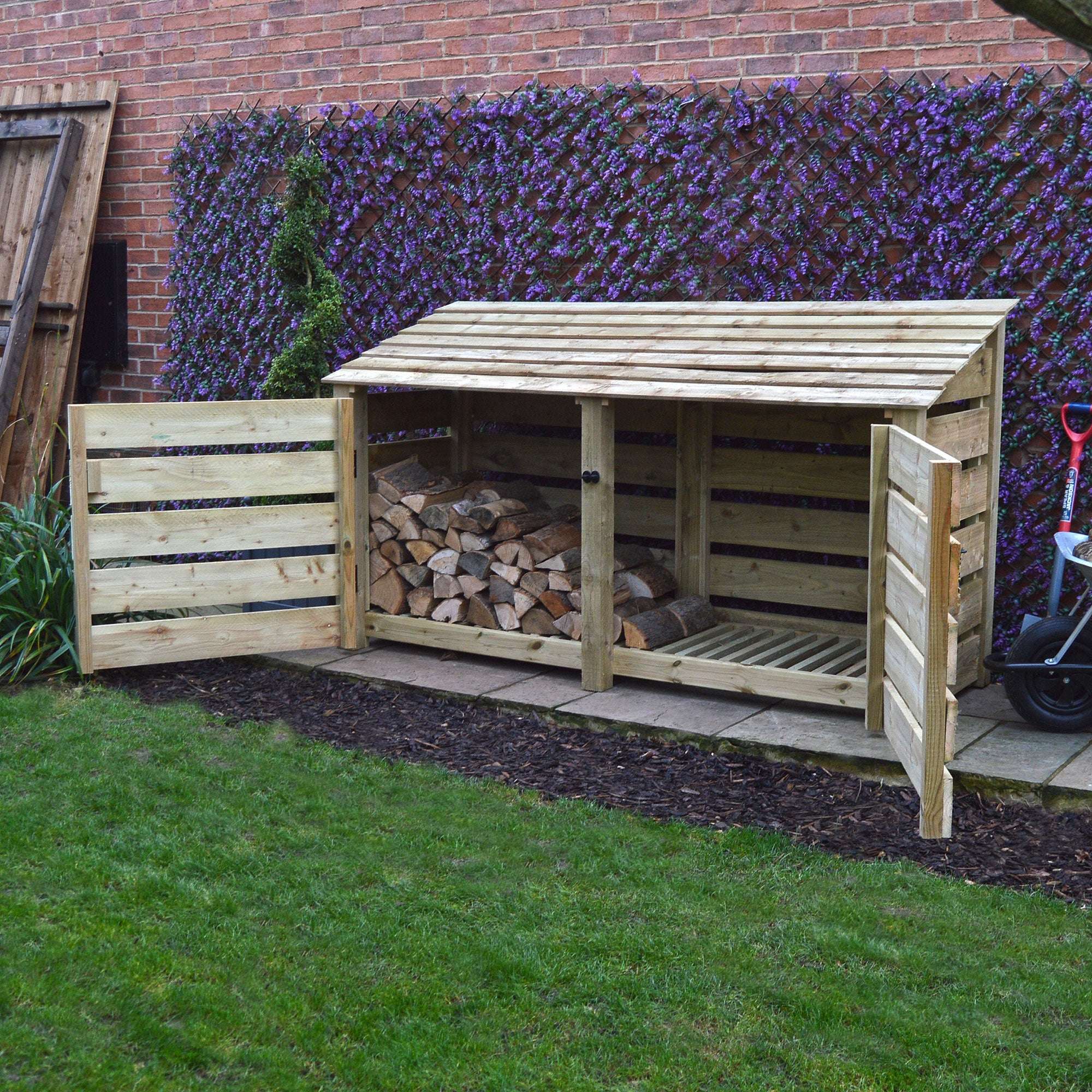 Exceptional Garden:Rutland County Normanton Log Store with Door - 4ft