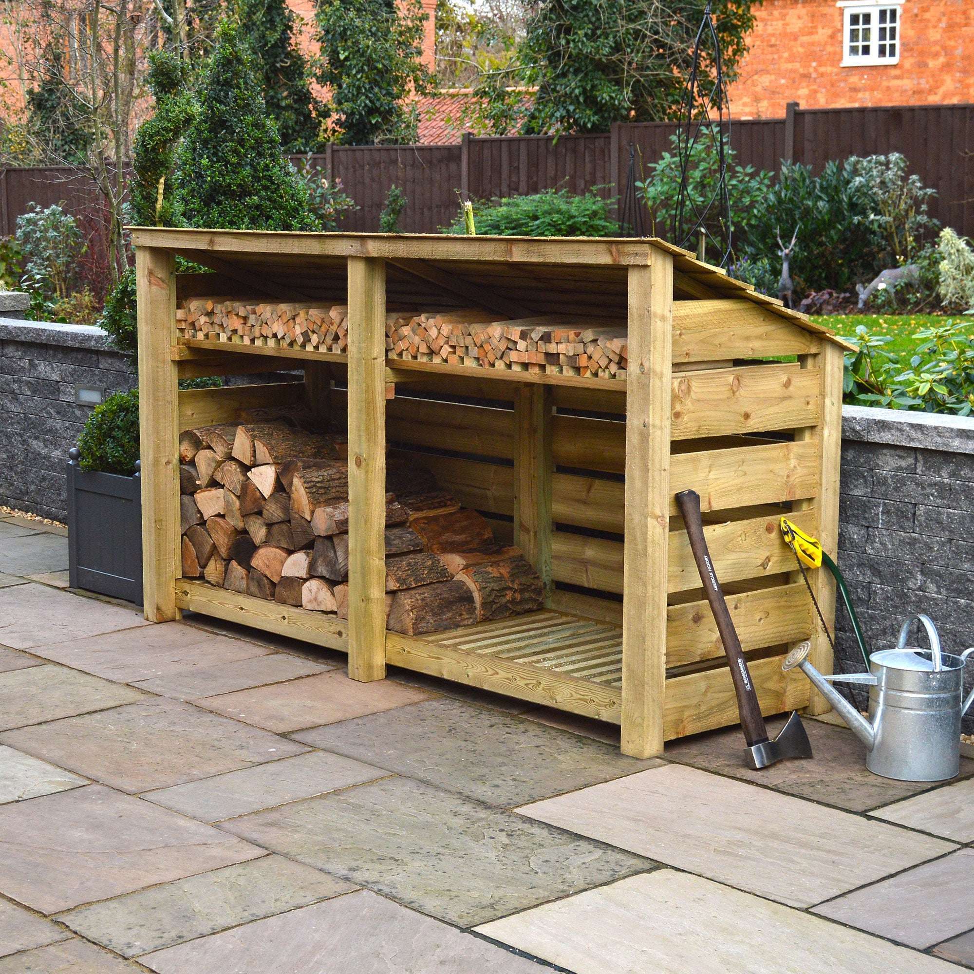 Rutland County Normanton Log Store with Kindling Shelf - 4ft:Rutland County,Exceptional Garden