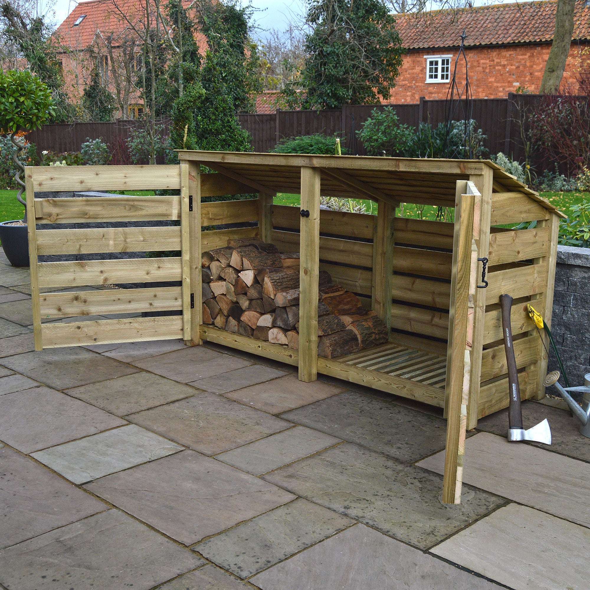 Rutland County Normanton Log Store with Door - 4ft:Rutland County,Exceptional Garden