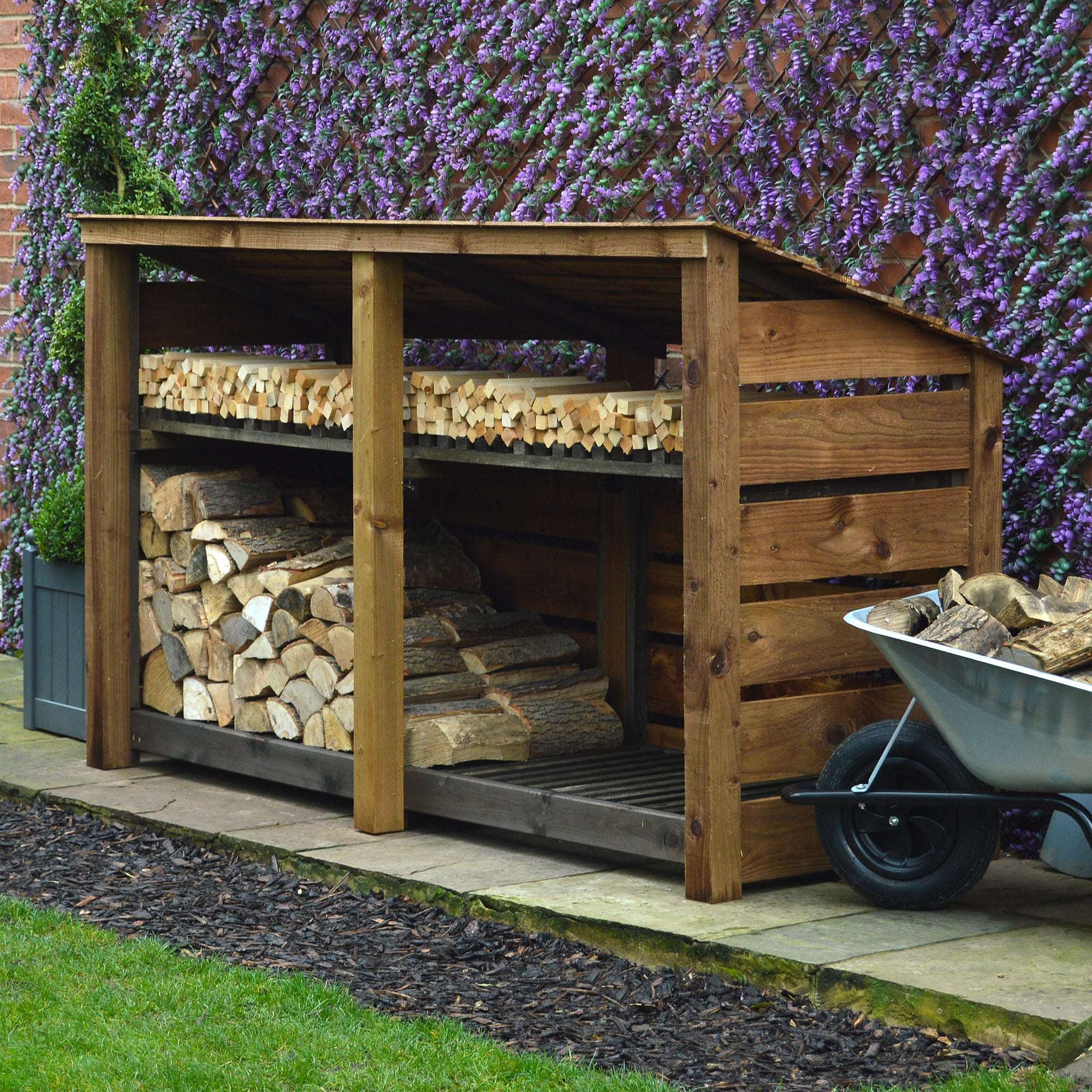 Rutland County Normanton Log Store with Kindling Shelf - 4ft:Rutland County,Exceptional Garden