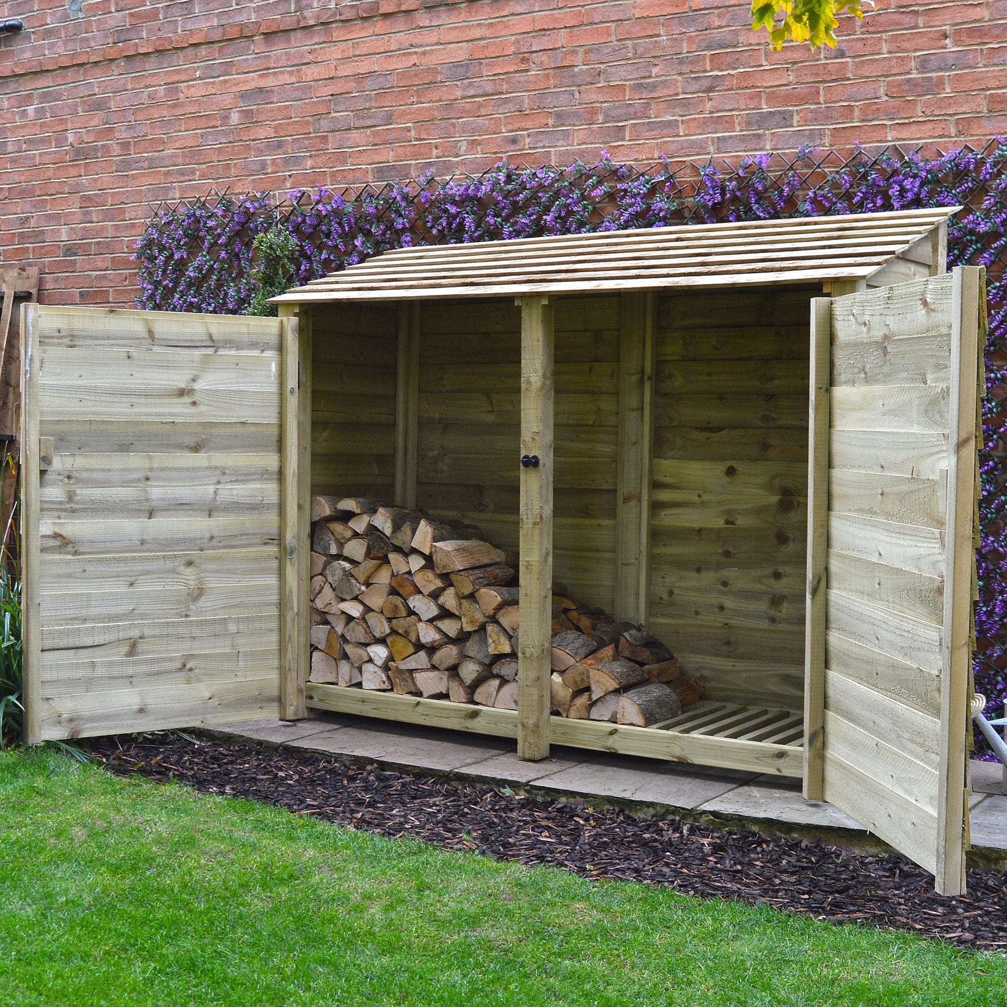 Exceptional Garden:Rutland County Normanton Log Store with Door - 6ft
