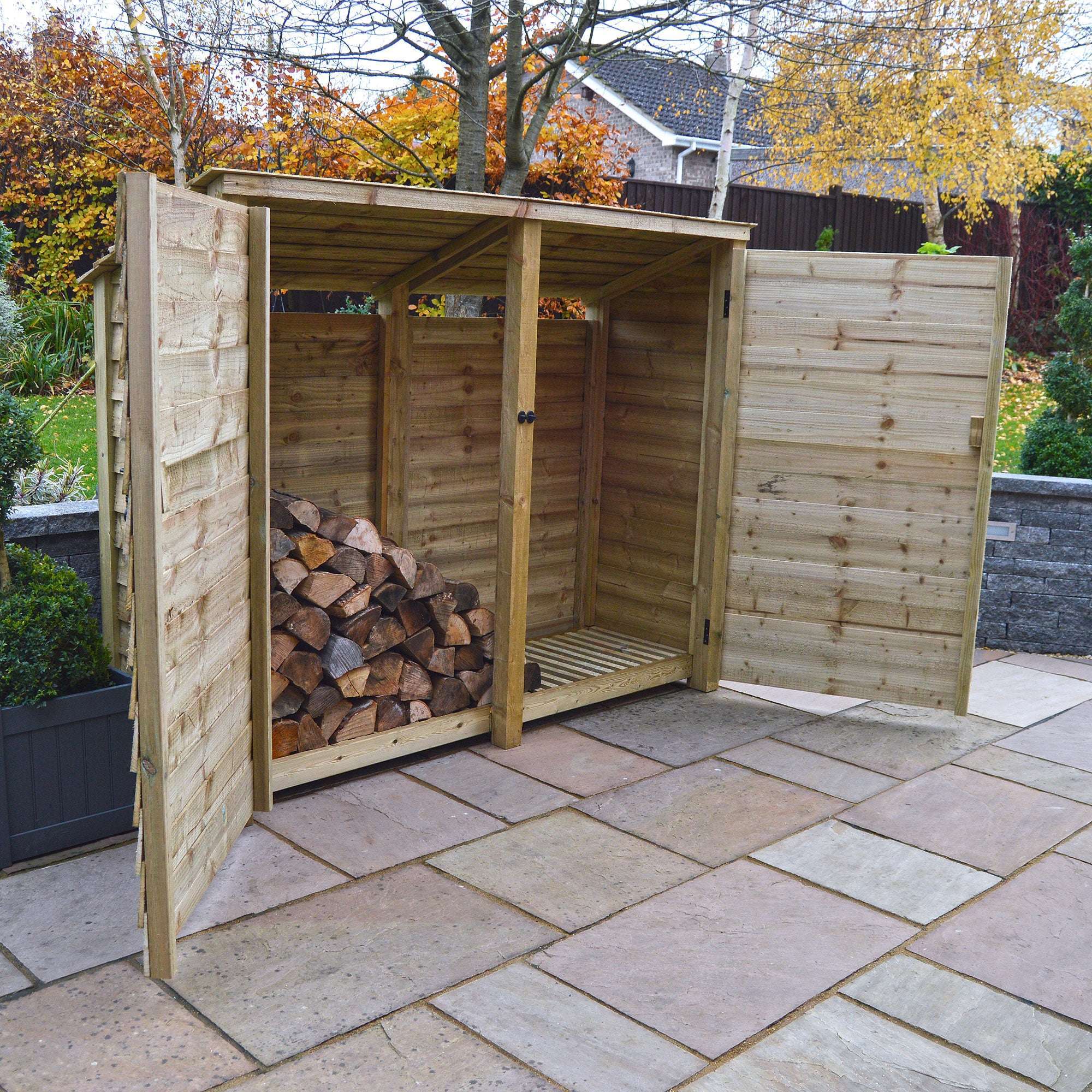 Exceptional Garden:Rutland County Normanton Log Store with Door - 6ft