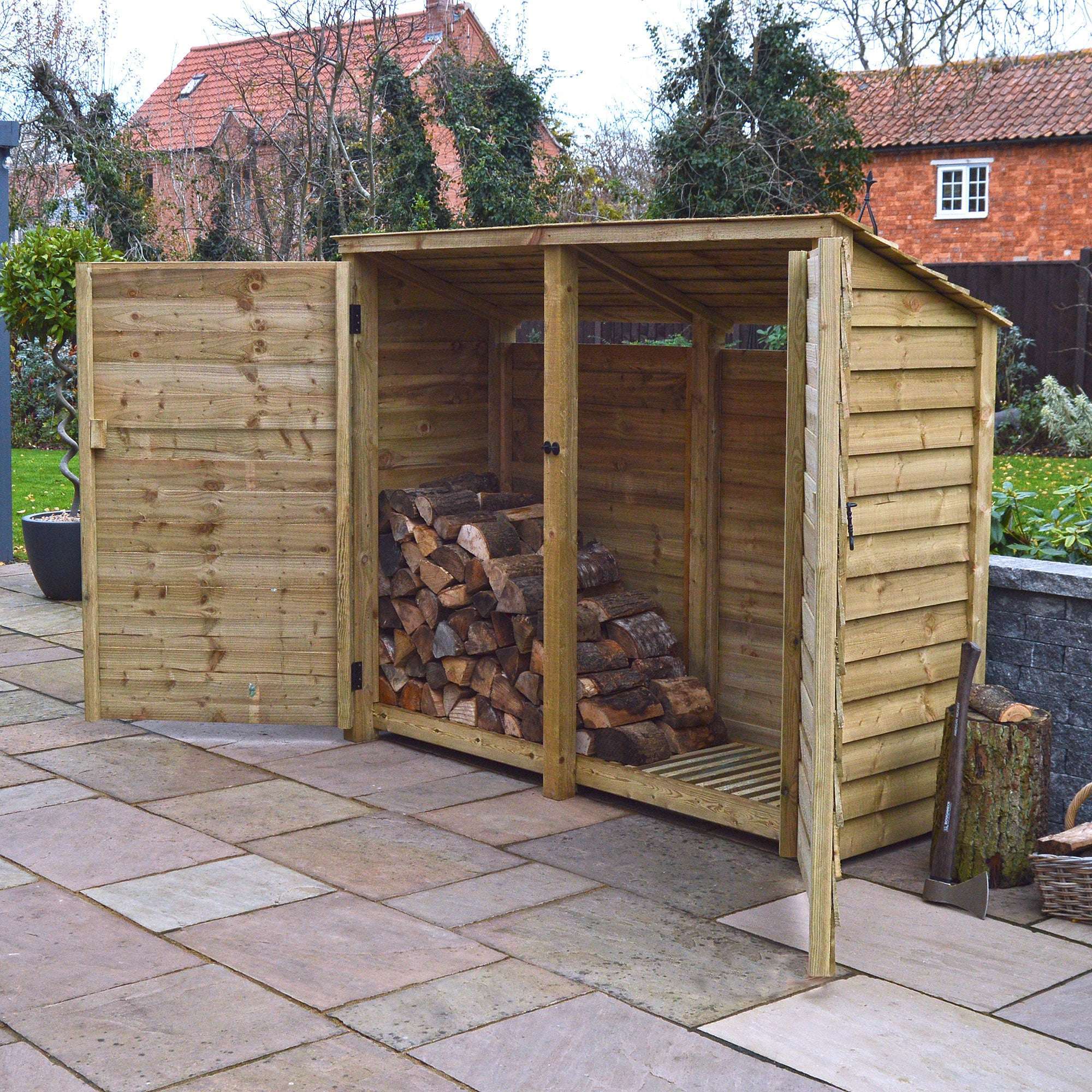 Exceptional Garden:Rutland County Normanton Log Store with Door - 6ft