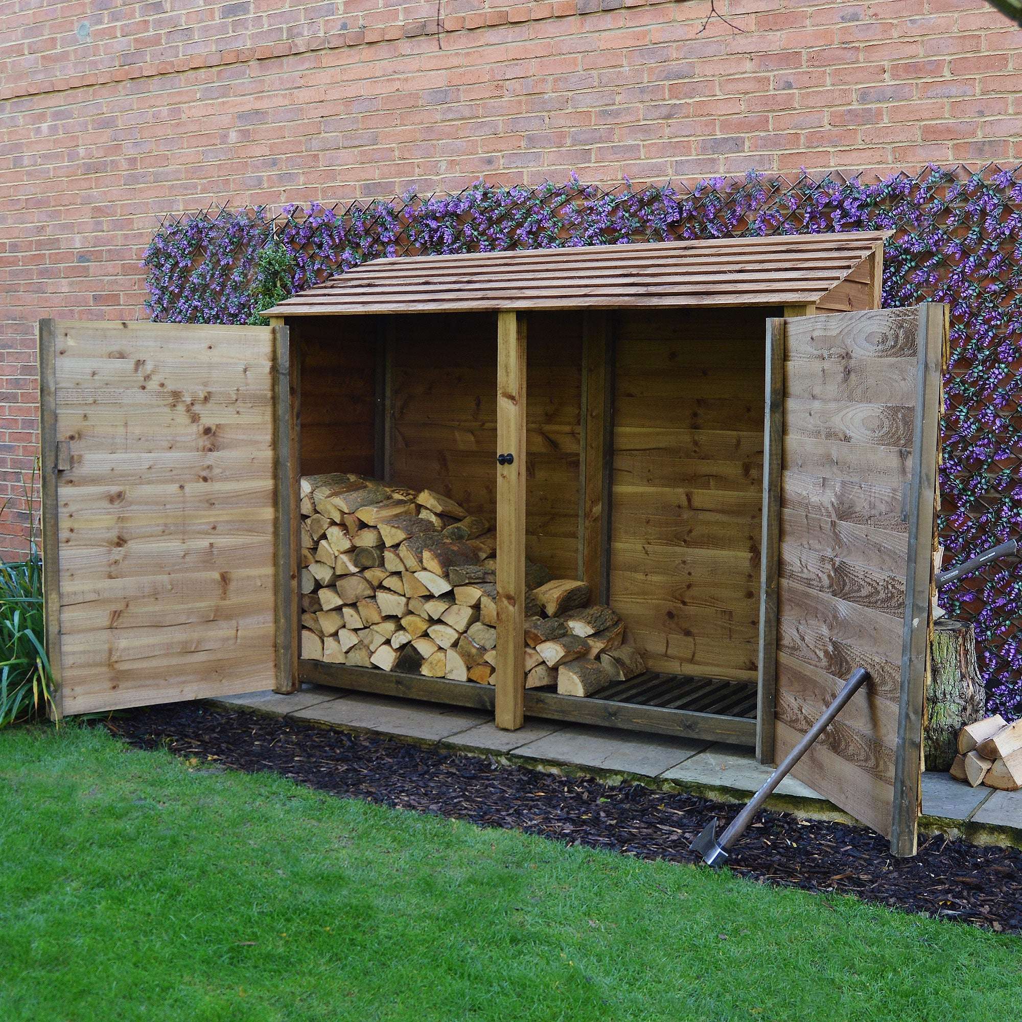 Exceptional Garden:Rutland County Normanton Log Store with Door - 6ft