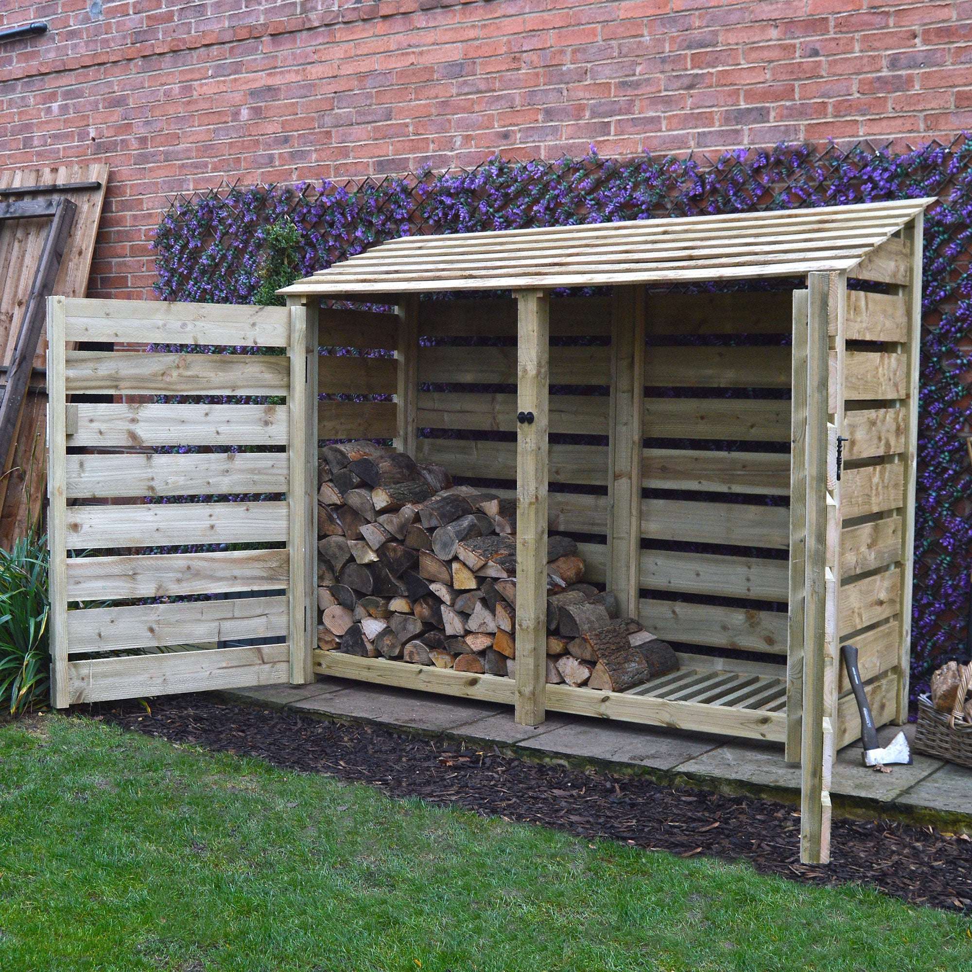 Exceptional Garden:Rutland County Normanton Log Store with Door - 6ft