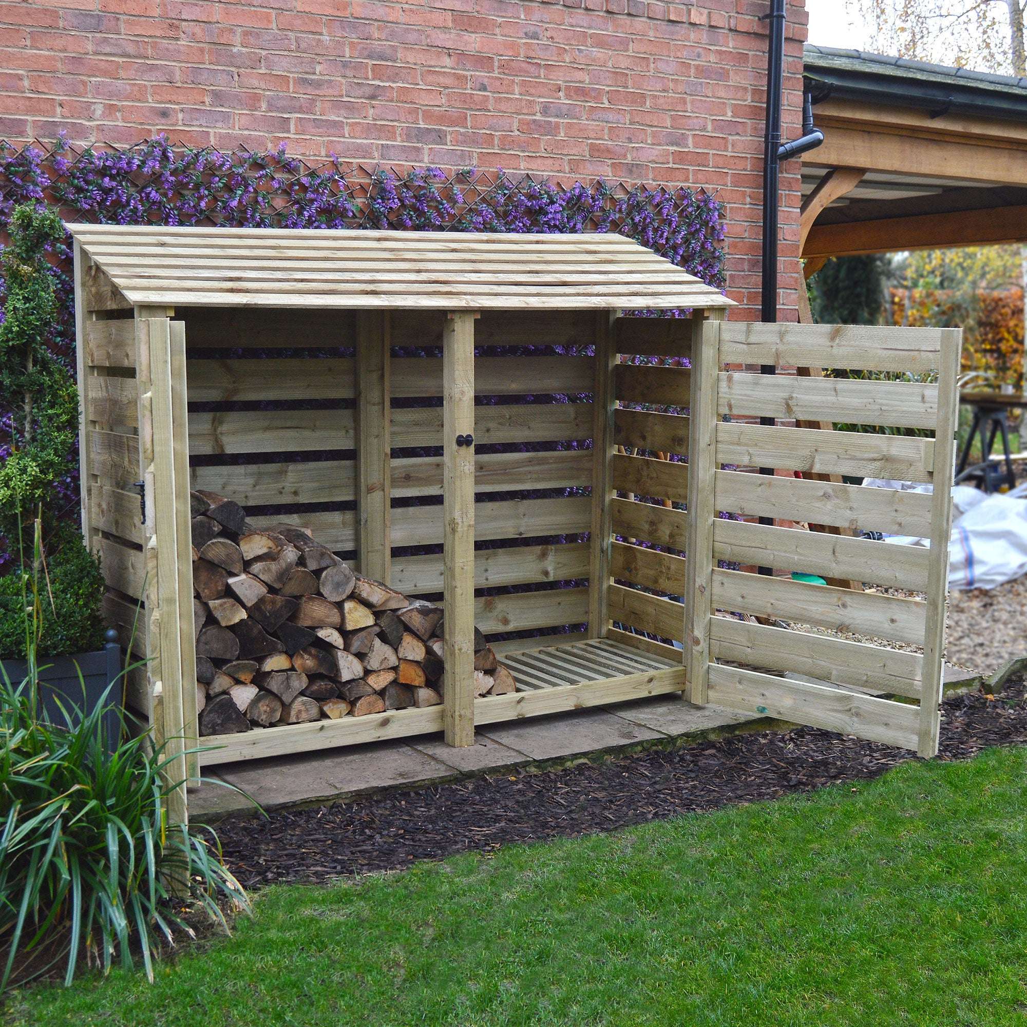Exceptional Garden:Rutland County Normanton Log Store with Door - 6ft