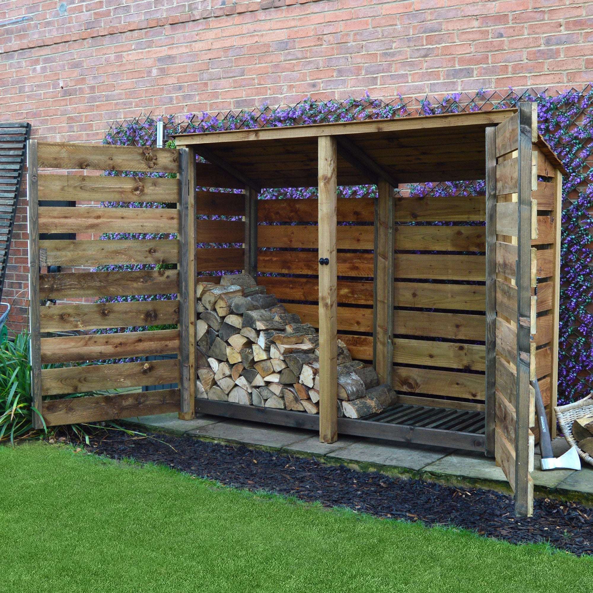 Exceptional Garden:Rutland County Normanton Log Store with Door - 6ft
