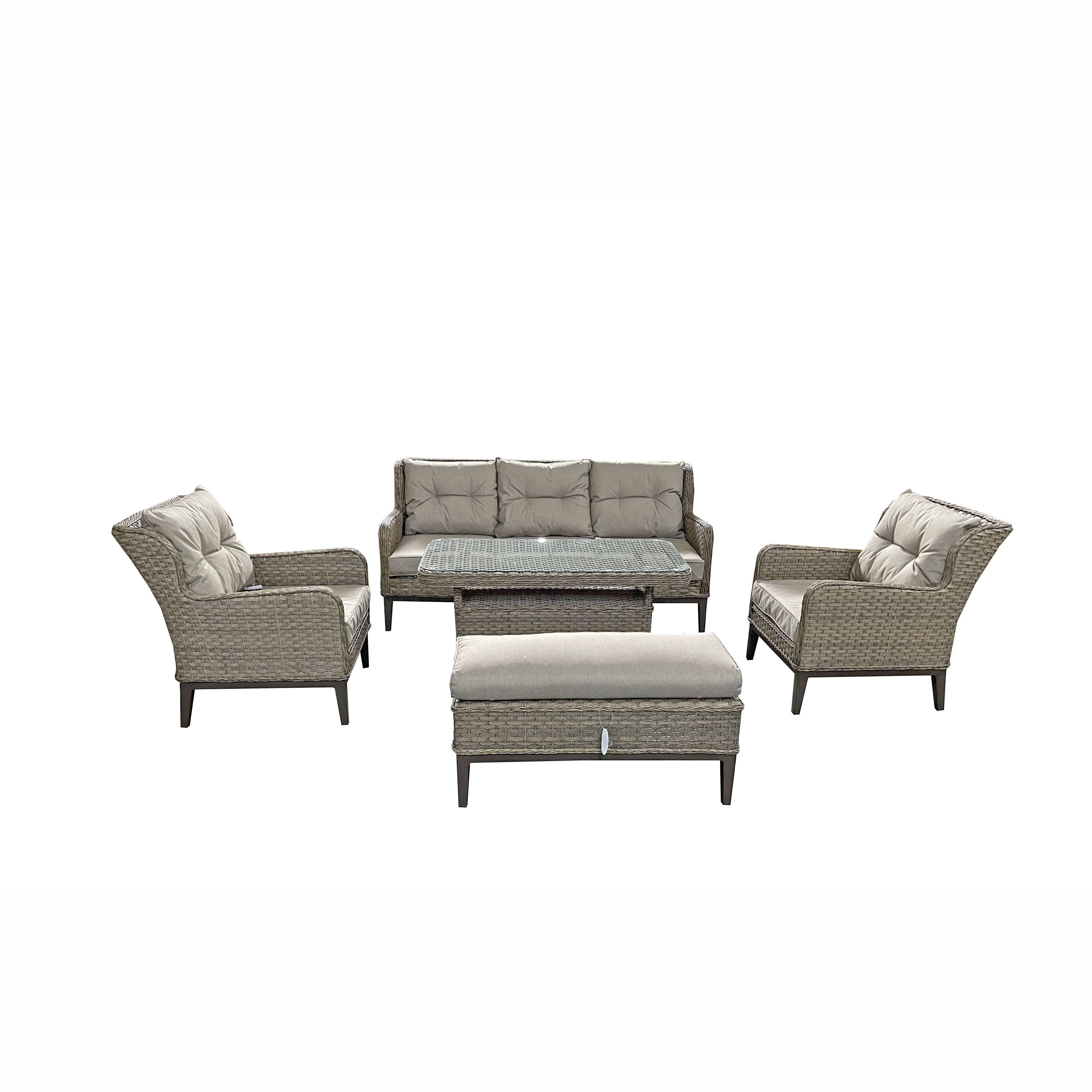 Exceptional Garden:Signature Weave Diana Sofa Set with Dining Table